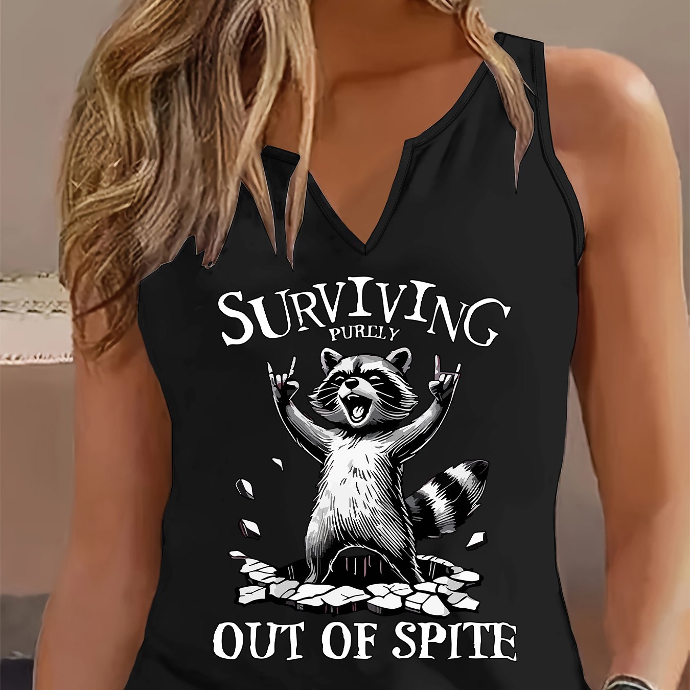 TEMU Graphic Print Tank Top, Sleeveless Casual Top For Summer & Spring, Women's Clothing