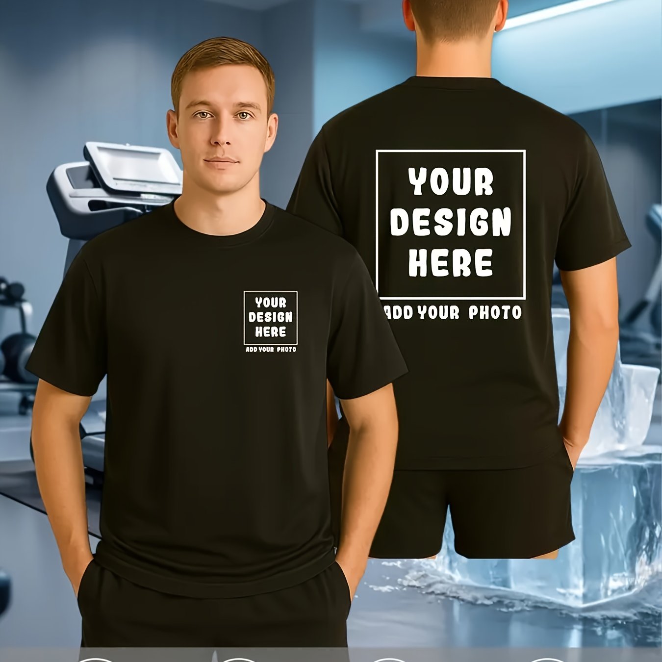 TEMU 1 Custom Men's T-shirt, Short Sleeve, Customizable Clothing, Base Layer Shirt, Add Your Text/logo/image/photo On Front, Cuffs, Or Chest,