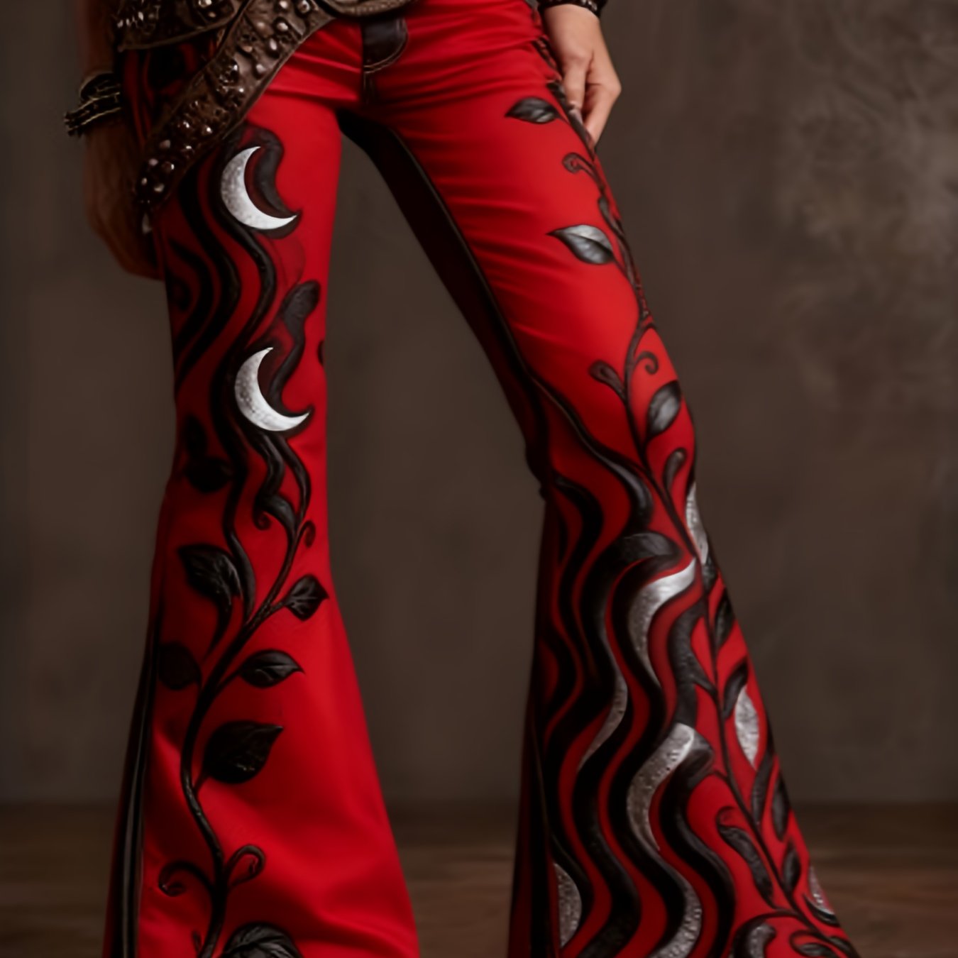Printed Legging - Not Denim Fabric Ladies' Daily 2d Printed Trousers, Flared Trousers, Retro Printed Commuting , Bohemian Style Versatile Trousers