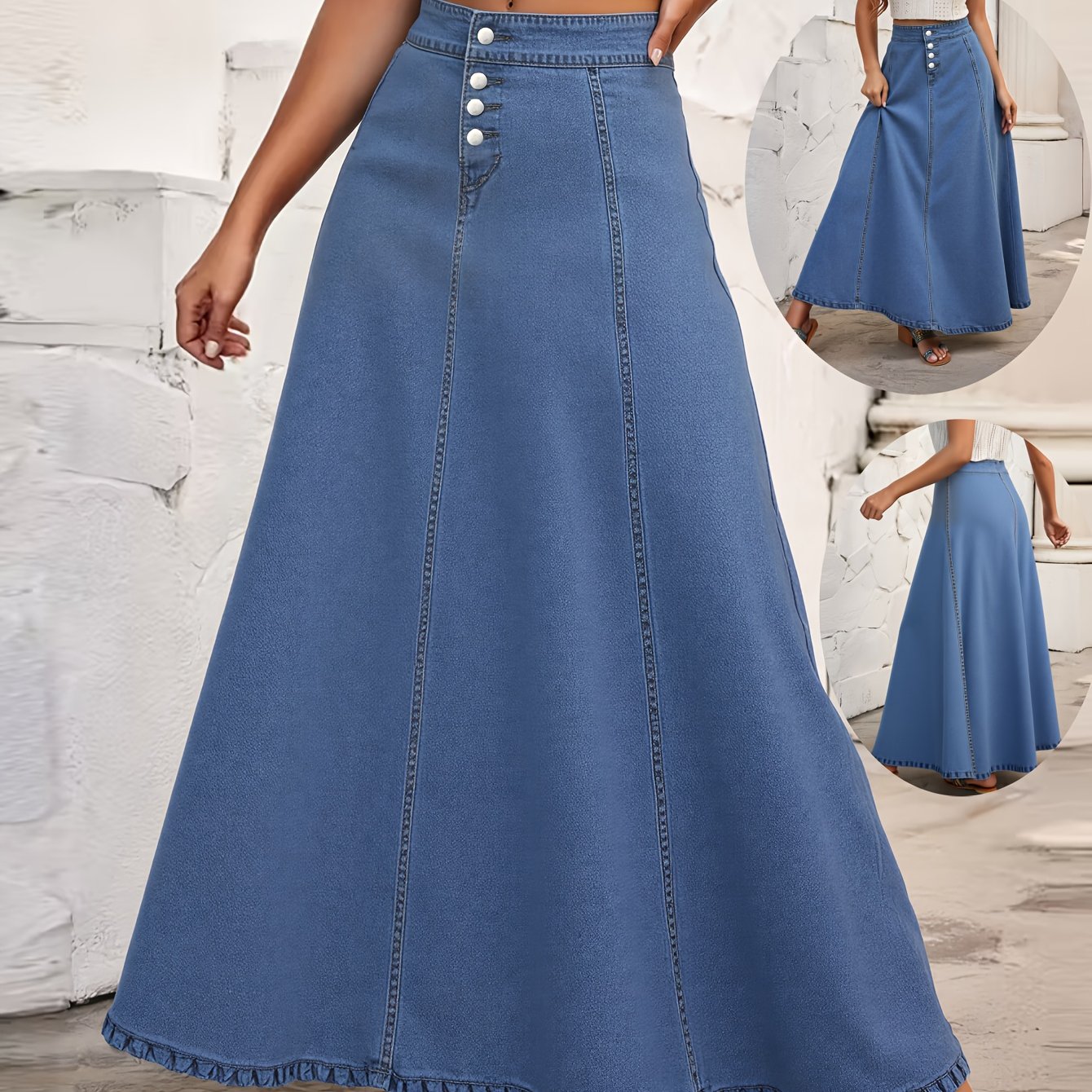 Acheter Robe En Jean Femme été Printemps Et Automne Taille Tempérament Jupe Longue Maigre Début Du Printemps Jupe