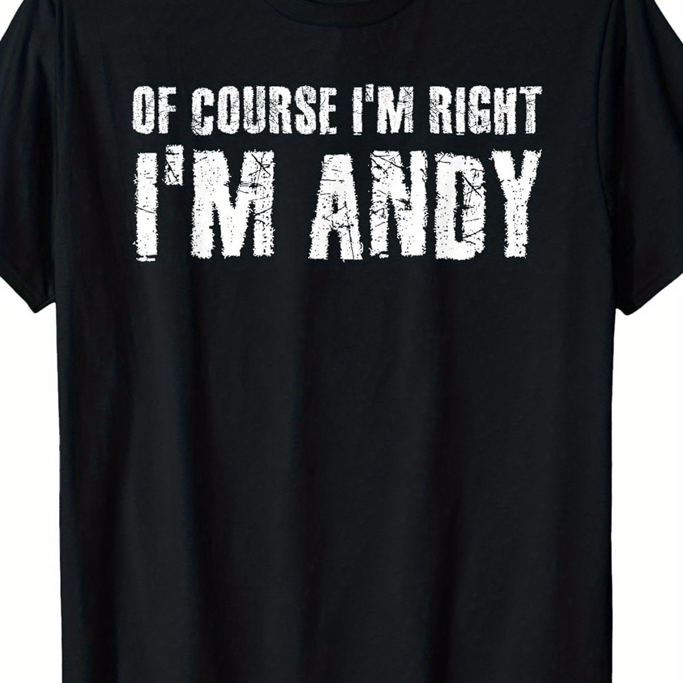 TEMU Humorous ' I'm Right I'm ' T-shirt - Casual Black Crew Neck Tee Featuring White Text And An Name Tag Design, Perfect As A Funny Gift Idea And