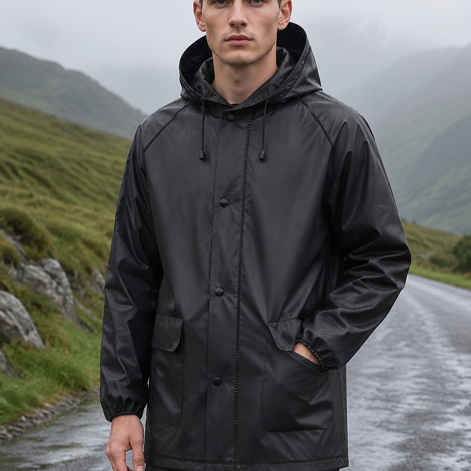 TEMU Chaqueta de Ciclismo para Hombre, Chaqueta Impermeable , Chaqueta Softshell Impermeable, Running, Impermeable, con Capucha, para Viajes,