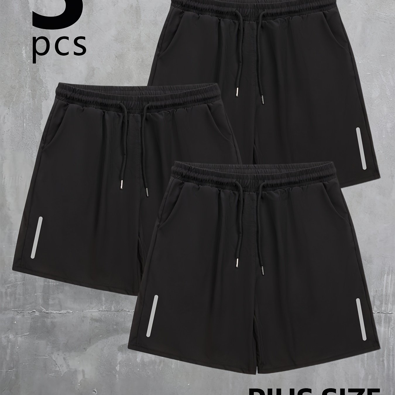 TEMU 3pcs, Sizes 0xl-8xl, Men's Summer Casual Sports Shorts, Breathable, Quick-drying And Comfortable - Suitable For Running And Exercise, Casual