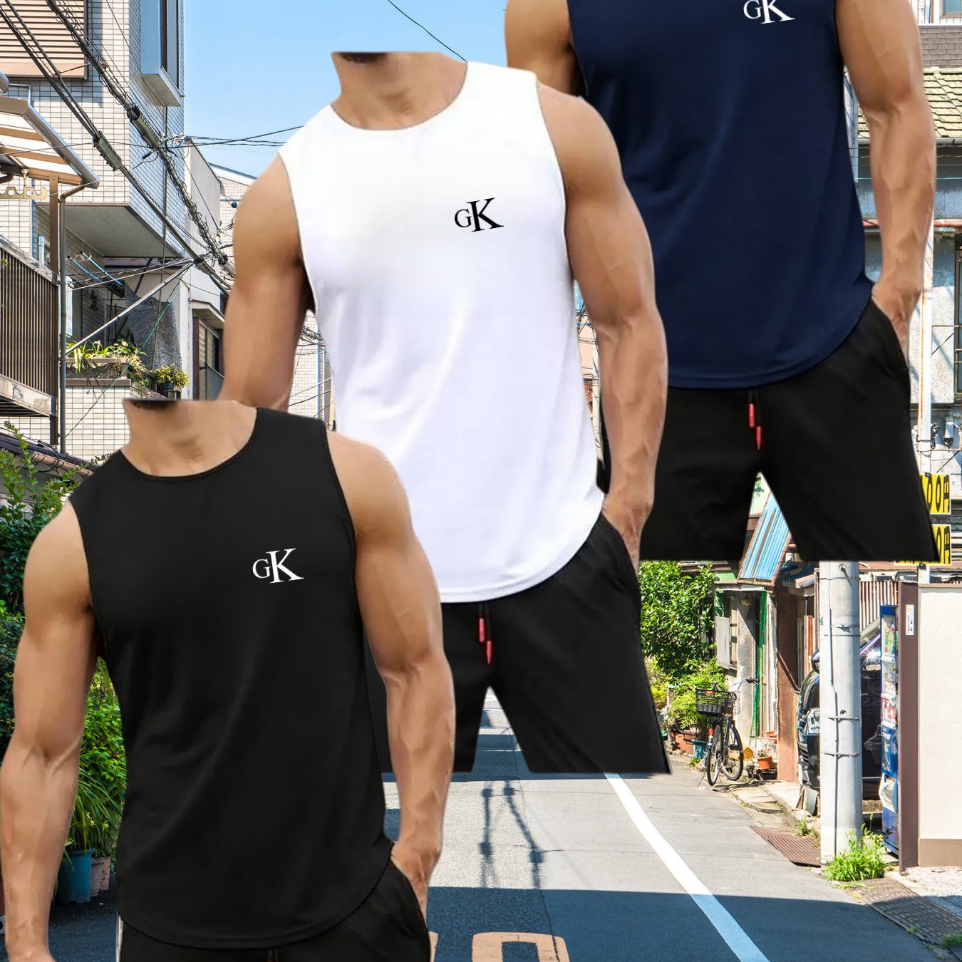 TEMU 3pcs Men's Summer Mesh Workout Tank Letter Gk Print Breathable Sweat-wicking Gym Casual Versatile Minimalist Basic Vest