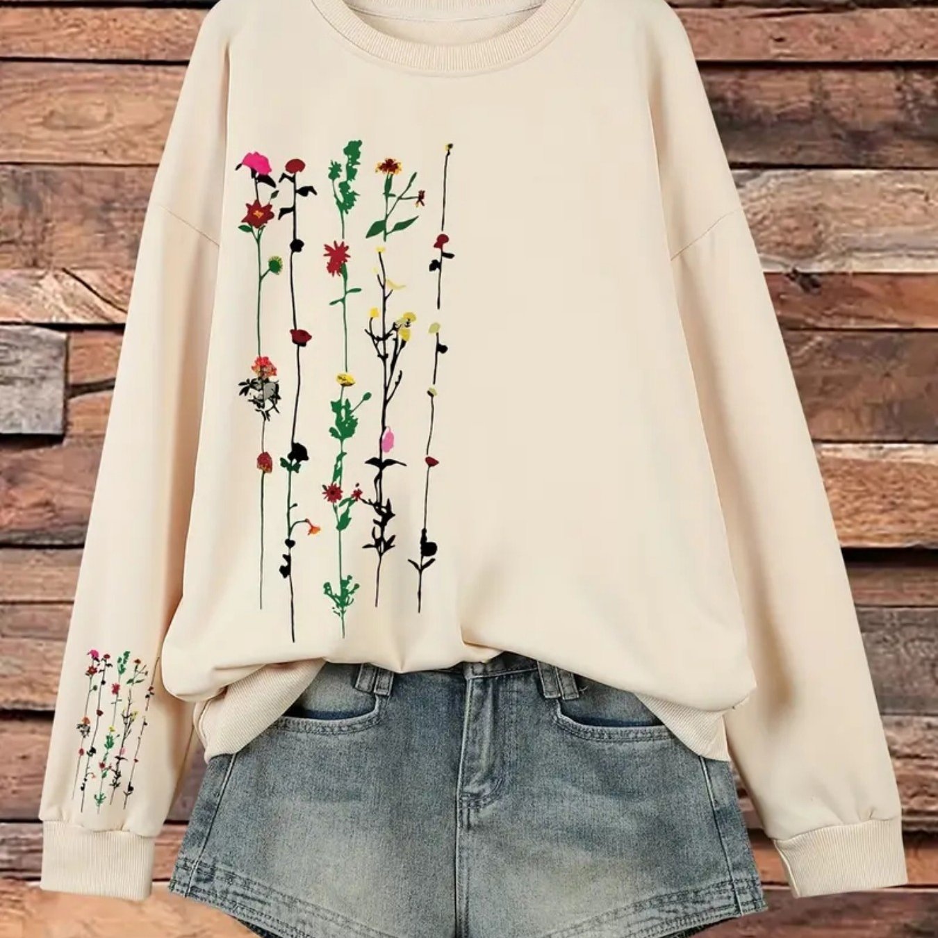 TEMU New Floral Pattern Women's Casual Sweatshirt For 2025