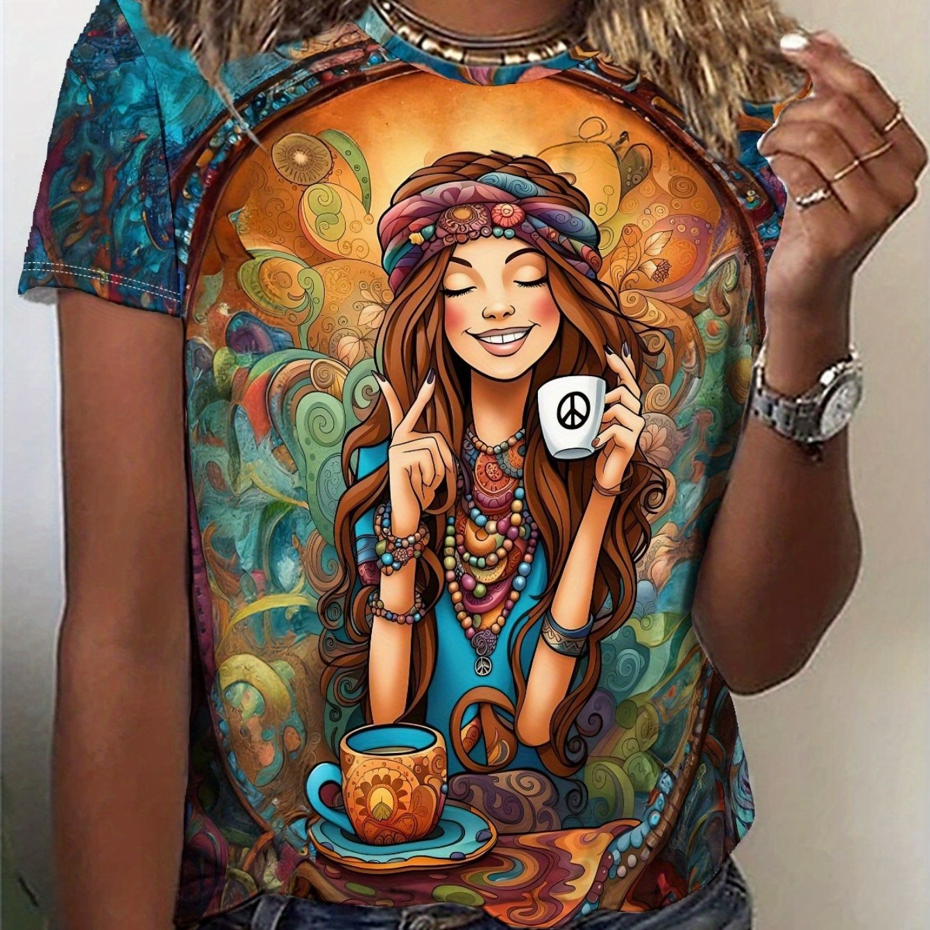Women's T-shirt Lovely Print- Comfy Short Sleeve Crew Neck Fashion 3d Printing - Perfect For Spring & Fall Casual Wear