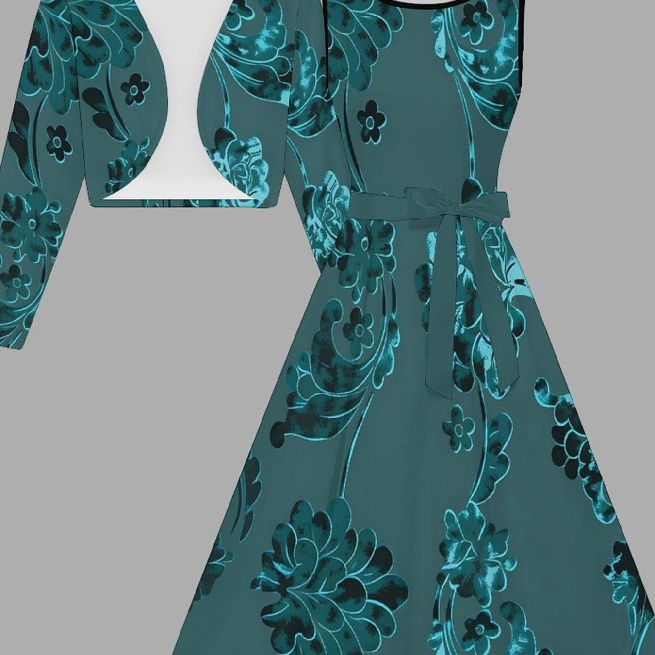 Image of Women's Fashion Dress Set, Floral Print Design, Short Coat + Vest Dress + Belt, Wear, , For Elegant Ladies