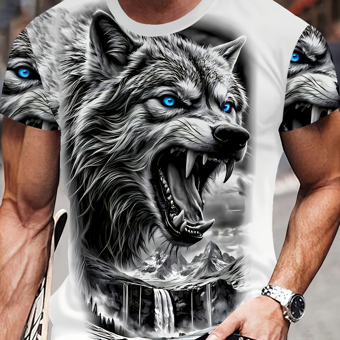 TEMU T-shirt da con motivo - 3D, colori , grigio, , di , top traspirante , per sport street casual - Lavabile in lavatrice, top estivo da , regalo