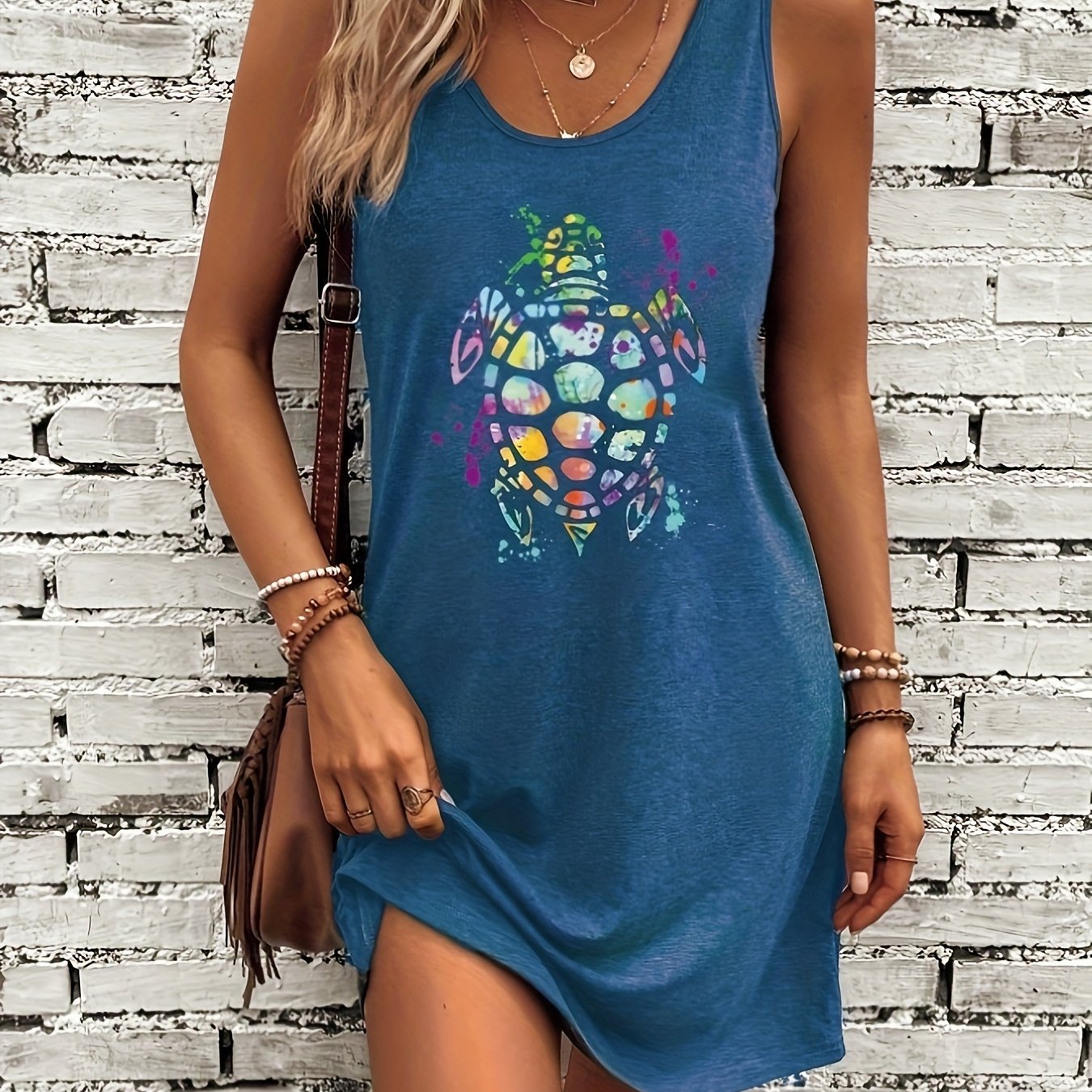 TEMU Vestido de manga corta de impresión de para mujeres, cuello de barca de tejido de punto con de bolsillo, vestido casual para /verano/otoño