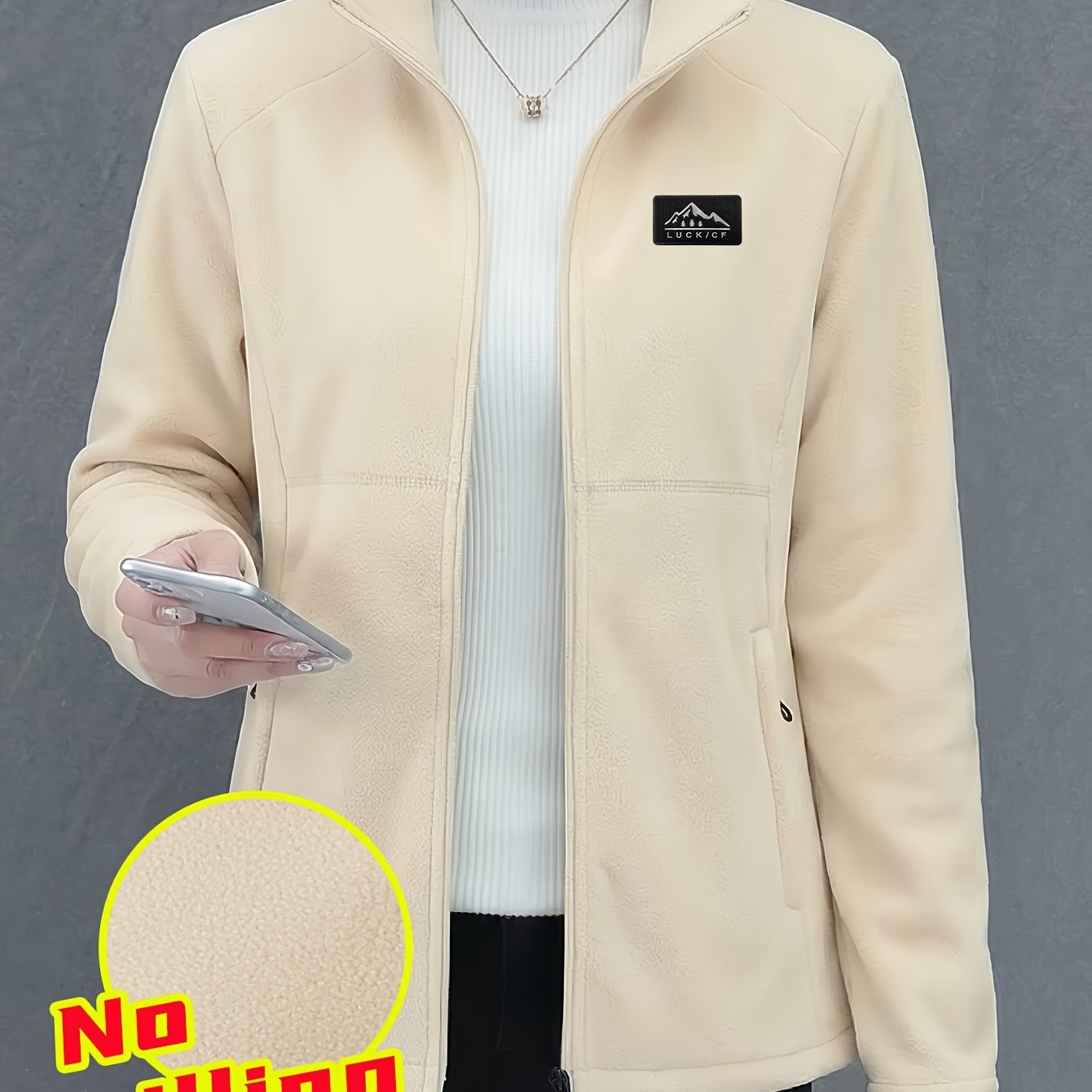 TEMU Women's Zip-up Jacket With Collar, Decorative Pockets, Comfortable And Skin-friendly For Daily Commuting And Outdoor Wear