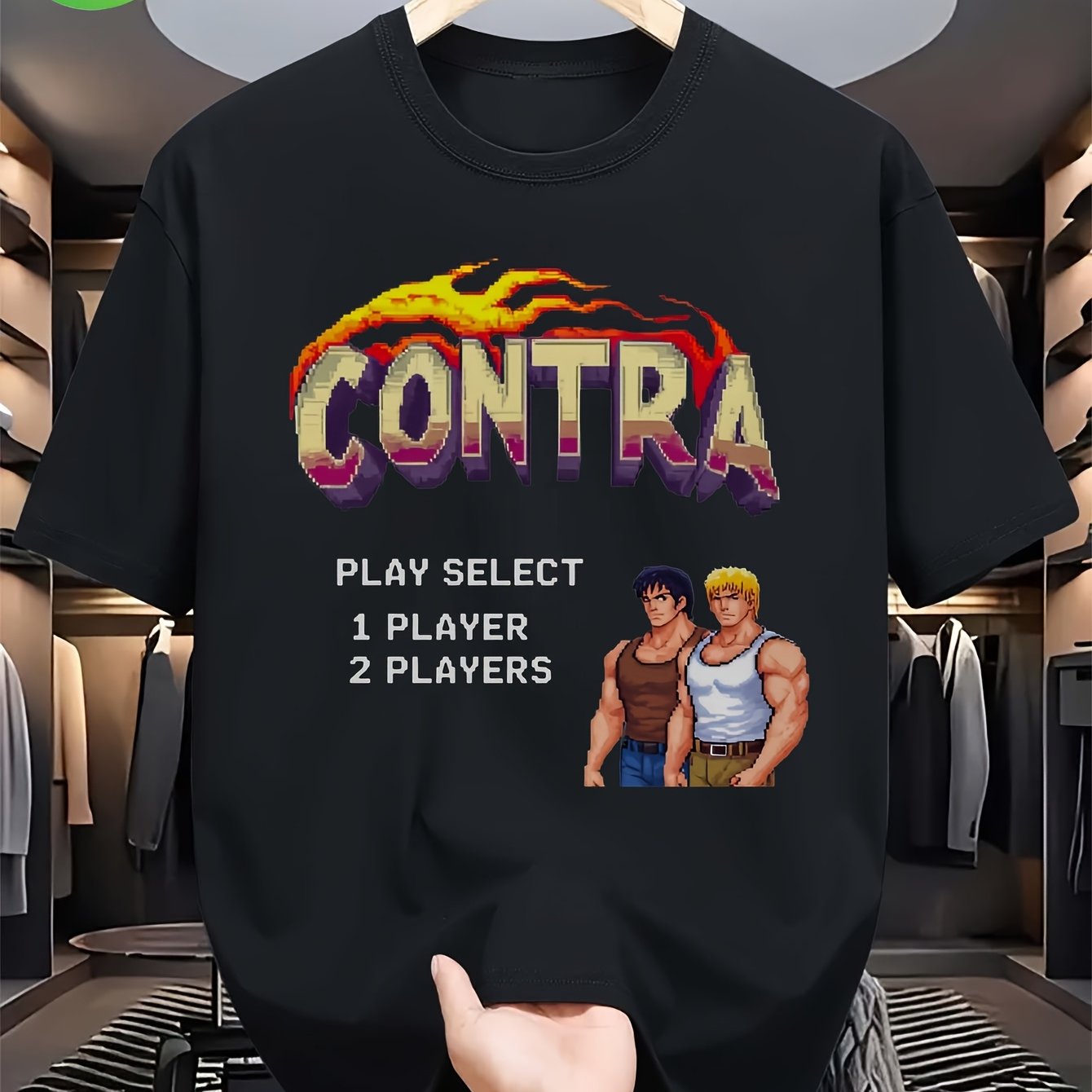 unisex retro gaming t-shirt - 100% vintage video game design mit klassischer controller und contra print