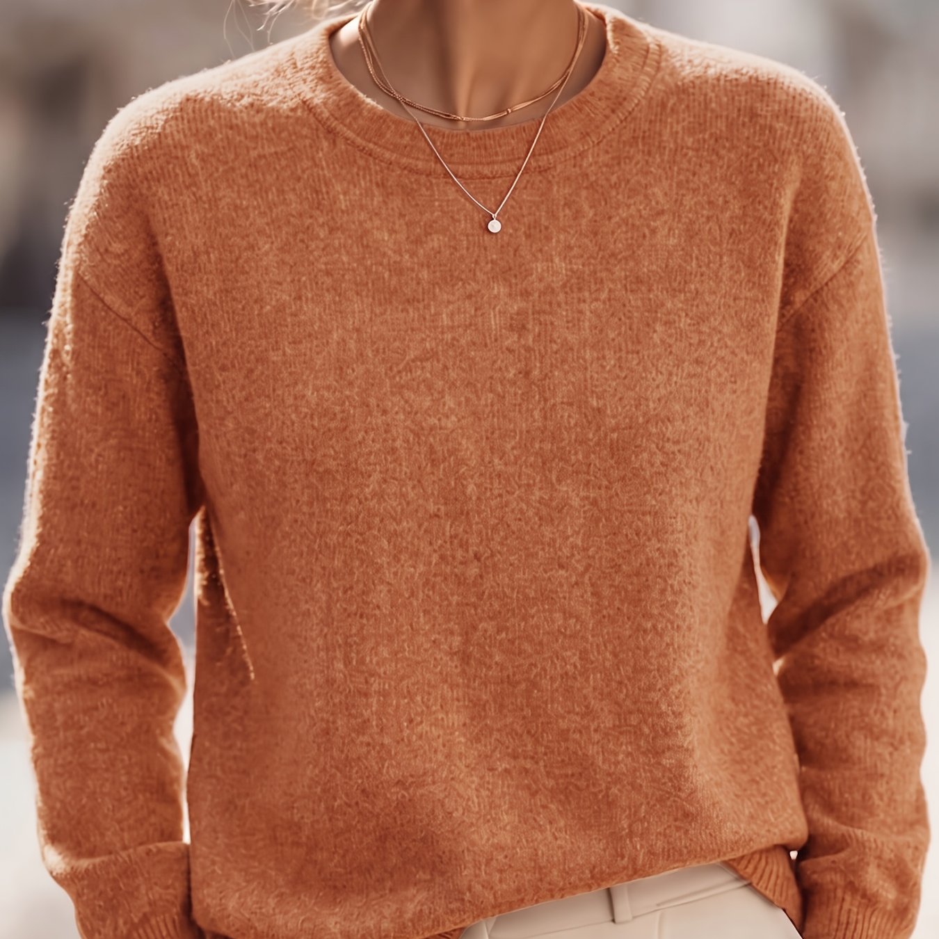 TEMU 1pc Autumn Winter Women's Sweater Beautiful Elegant Essential Fashion Thickened Theme Party Wear Women's Pullover Sweater Casual Fashion Elegant