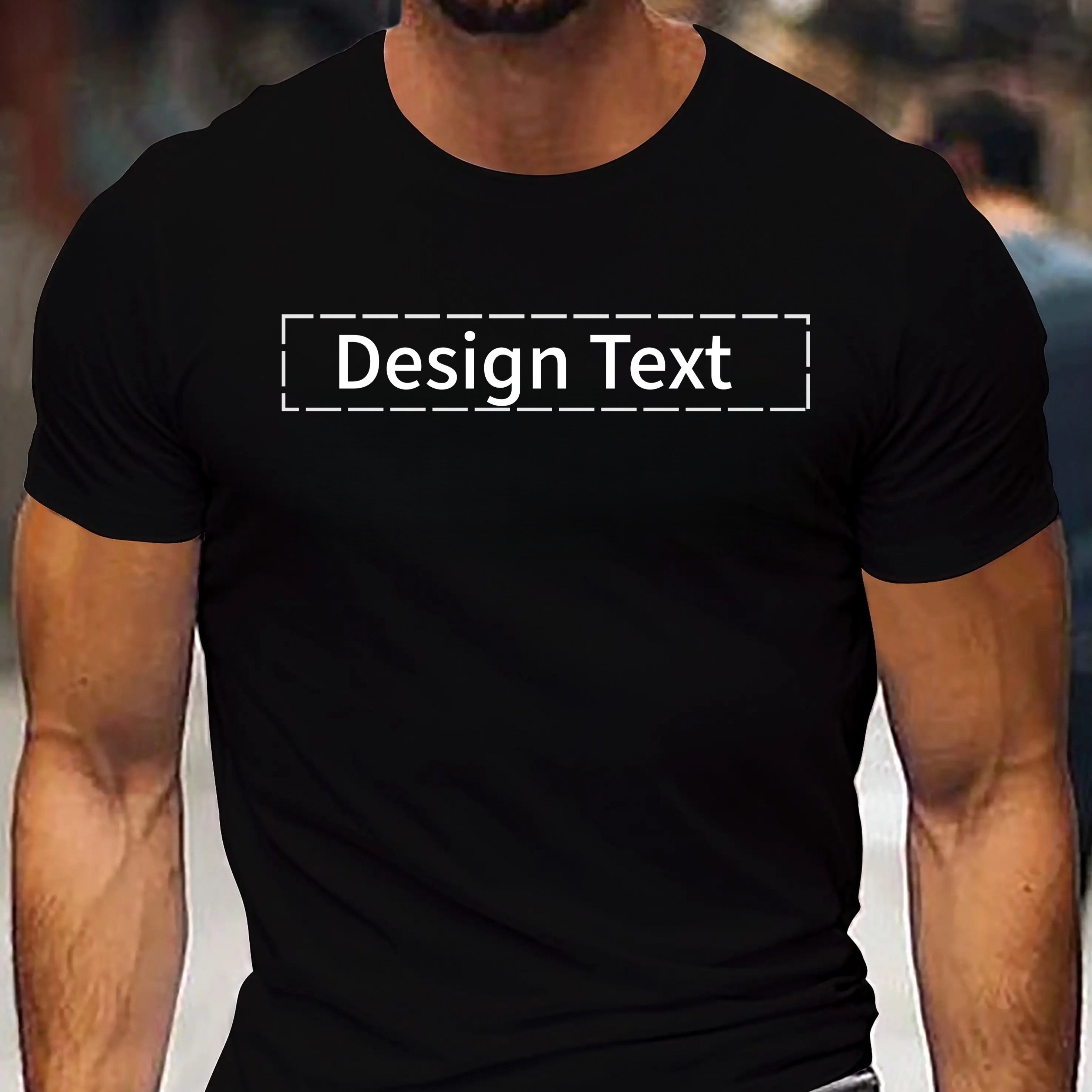 TEMU Your T-shirt - Custom Men's Casual Short-sleeve T-shirt - Breathable Mesh Fabric, Crew Neck, Machine Washable - For Family, & Summer Wear With