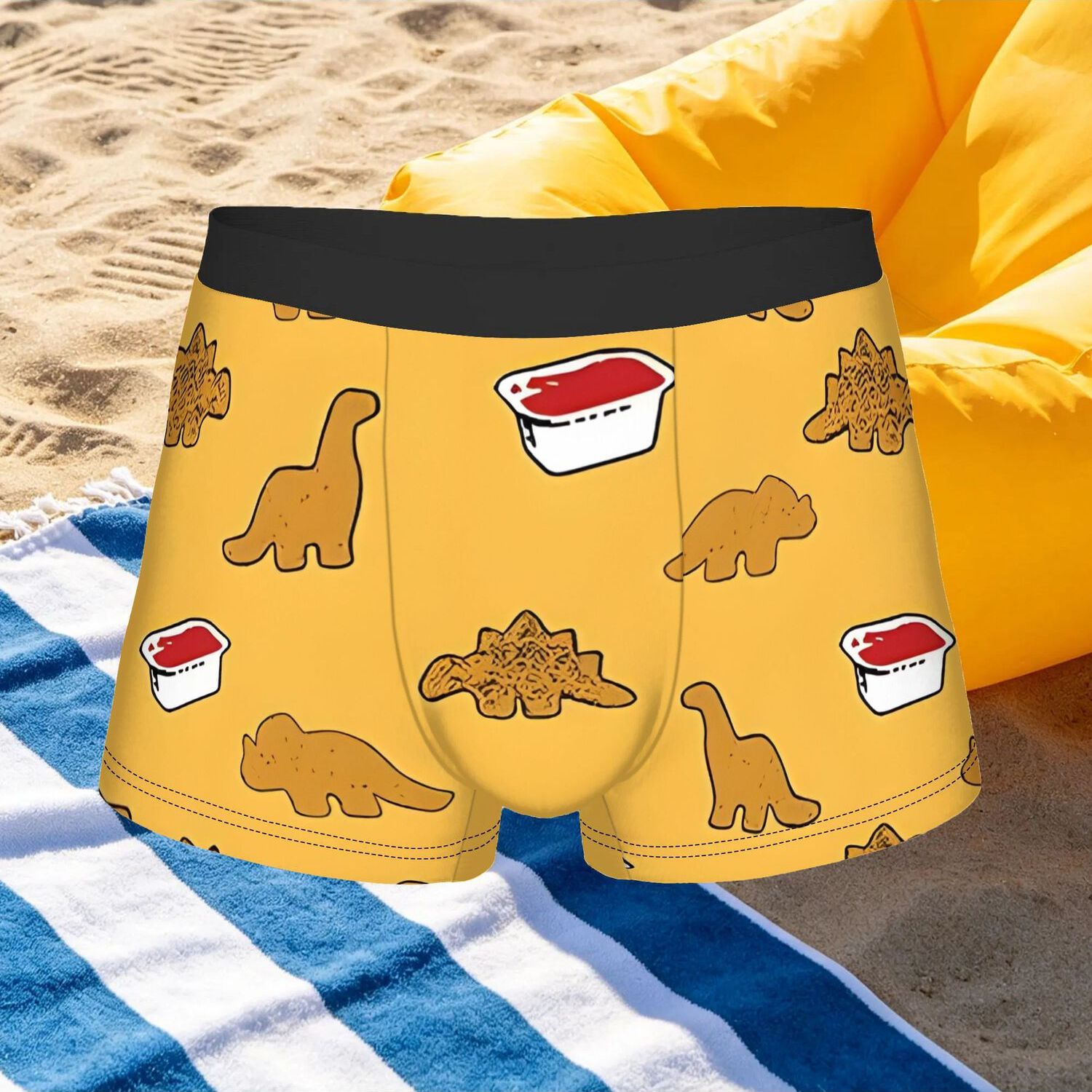 TEMU 1pc Dino Pattern Underpants Breathable Panties Men Underwear Sexy Shorts Boxer Briefs, Breathable Comfortable Stretchy Underwear, Suit To Casual