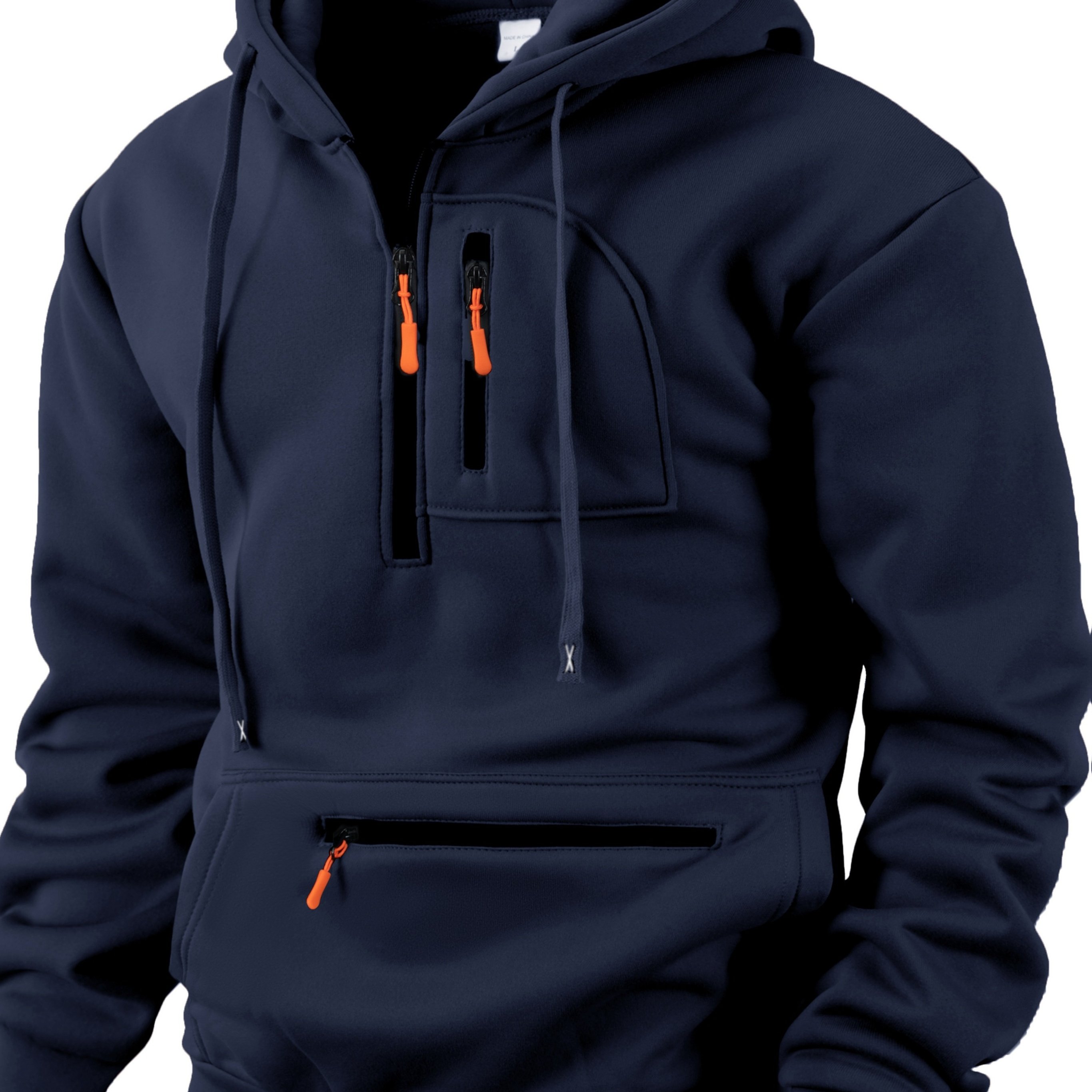 TEMU 2025 Men's New Arrival Jacquard Knit Hooded Sweatshirt With Half-zip Top, Autumn Essentials