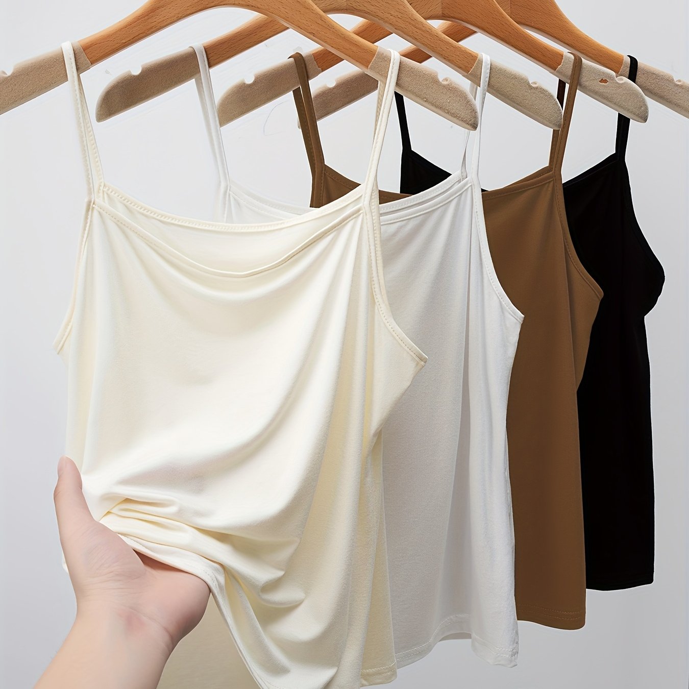 TEMU 4pcs Pack Of Women's Camisole Tops. Base Layer, Fashionable And Versatile, Soft, Comfortable And Breathable. Loose Plus-size Women's Clothing