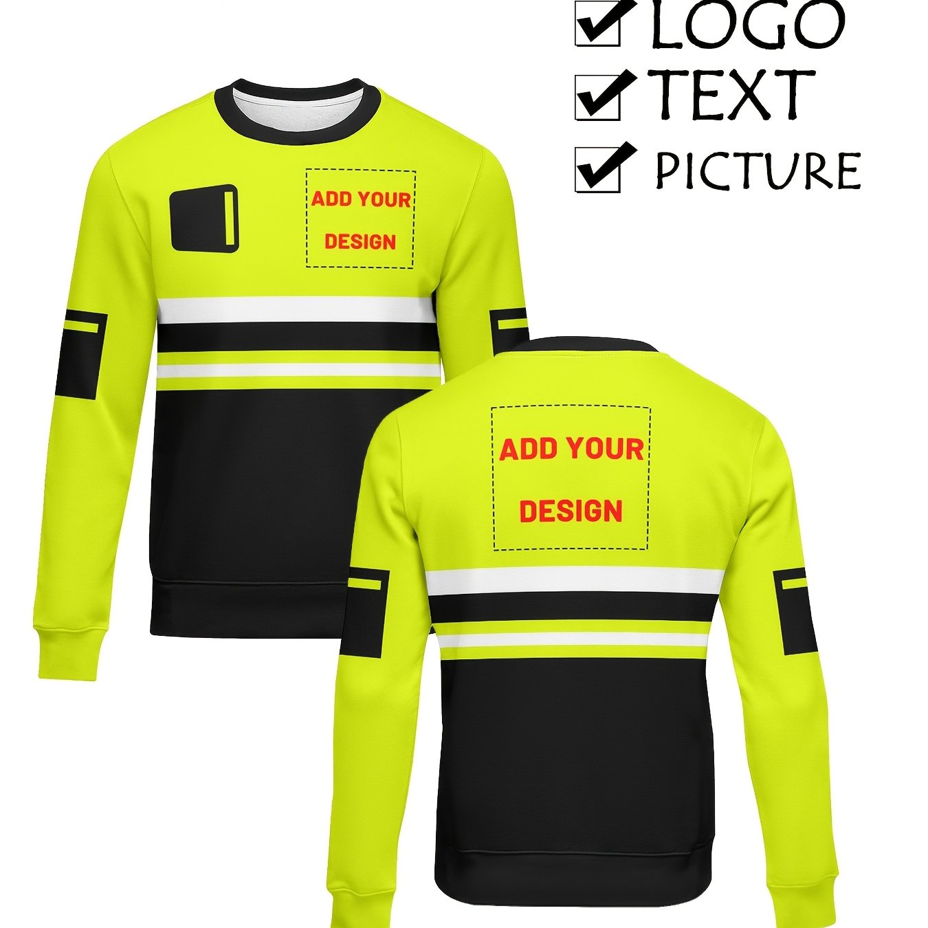 TEMU Gepersonaliseerde sport-sweatshirt voor heren in grote maten, stijlvolle hoodies, casual jack met ronde hals en lange mouwen, logo, naam, tekst,