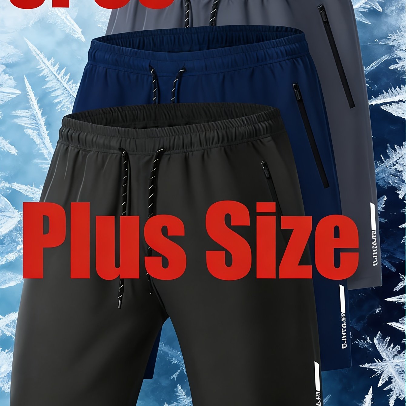 TEMU 3pcs Set Men's Casual Size Shorts With Side Letter Print, Adjustable Drawstring Waist And Zipper Pockets, Suitable For Sports, Daily Wear, And ,