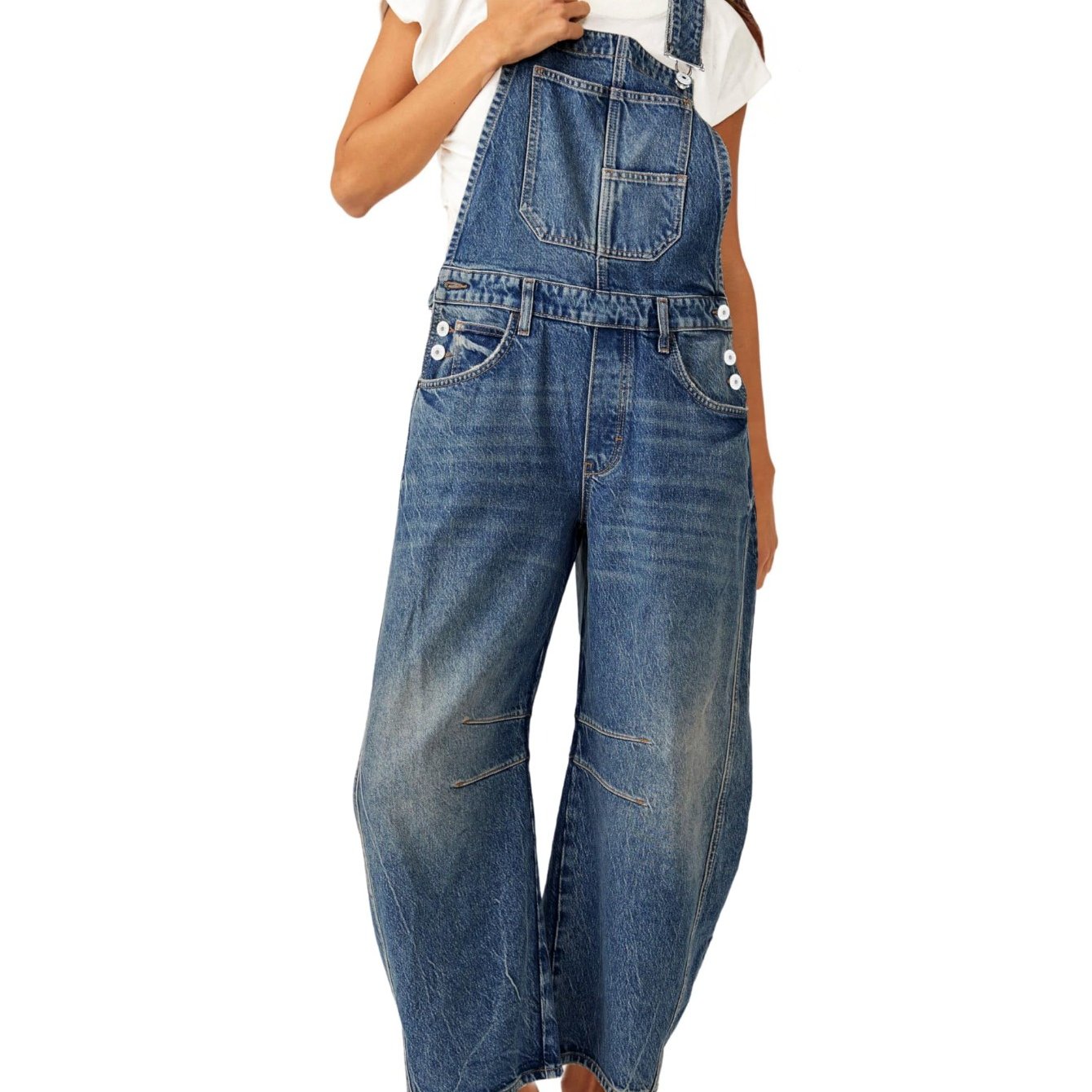 Women's Denim Overalls Leg Adjustable Strap Jeans Pants Jumpsuits With Pockets