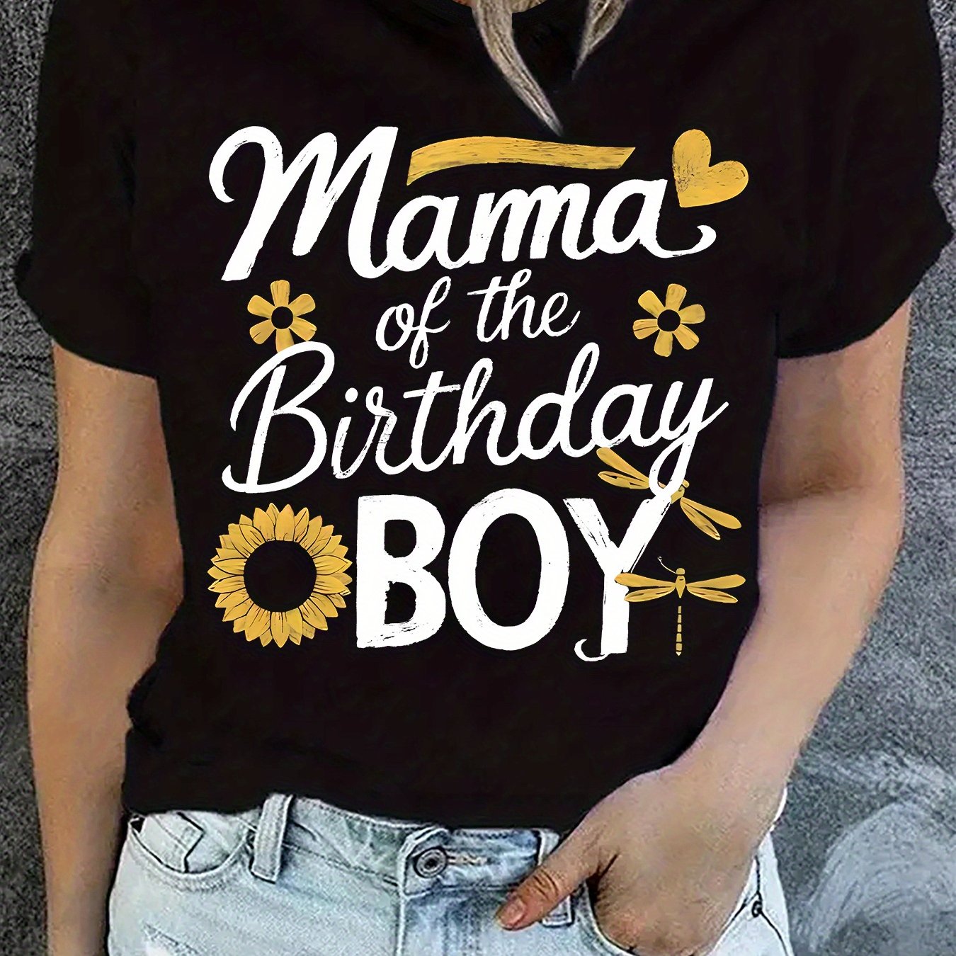 TEMU Print Women's Casual T-shirt, Round Neck, Short Sleeved, Slightly Elastic Fabric, Regular Style, Comfortable Top For Women's Clothes