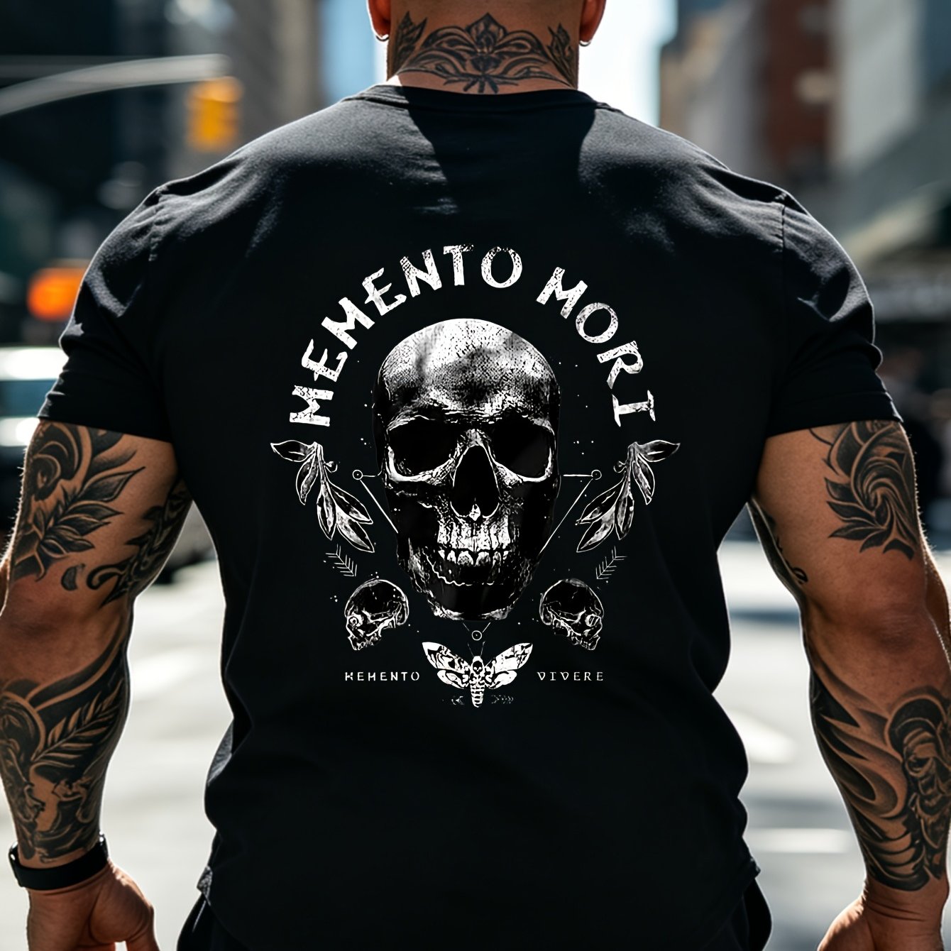 TEMU Skull Mens T-shirt 180g Cotton Black Crew Neck S-3xl Great For Gothic Aesthetic Lovers & Enthusiasts
