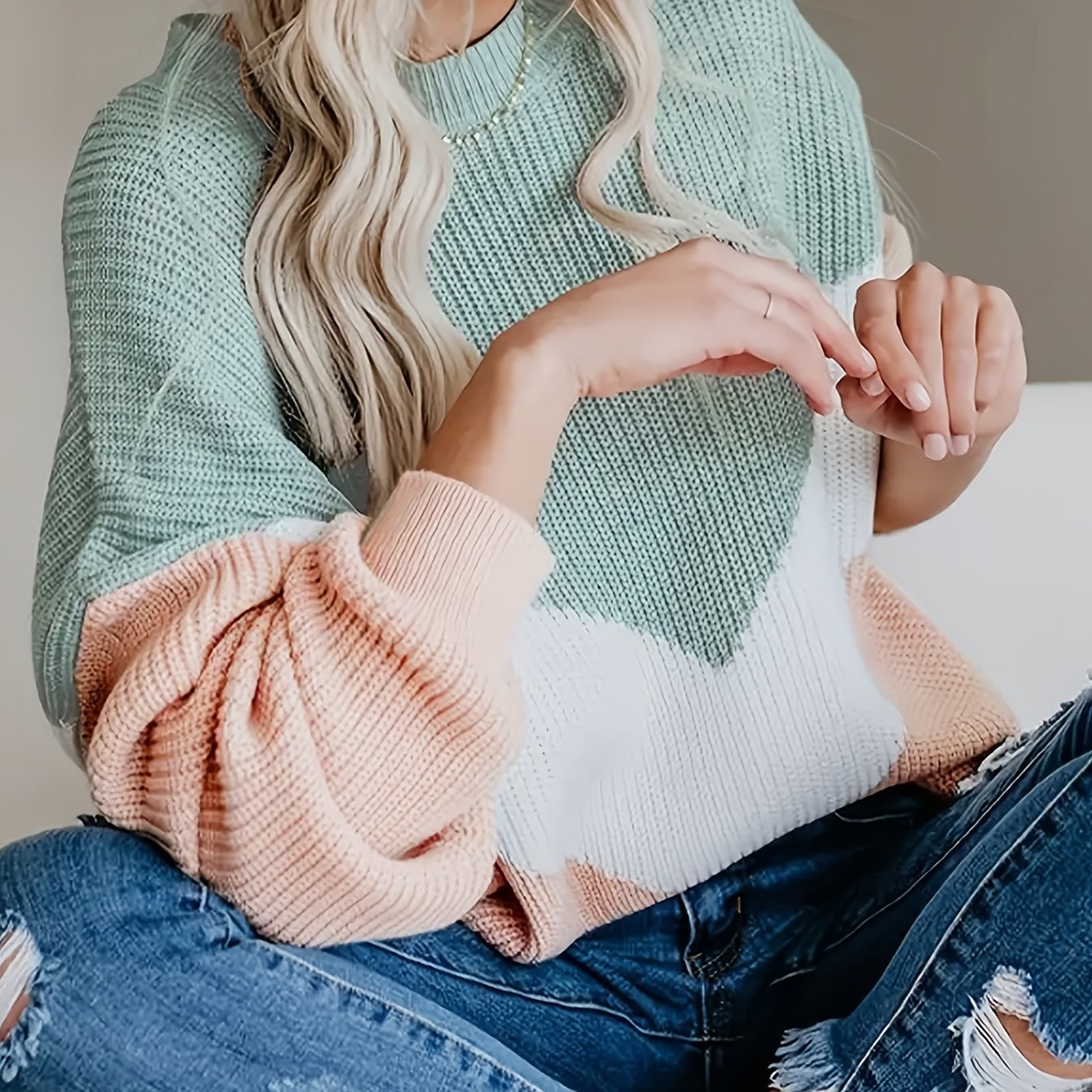 Plus Size, Fashionable Sweater For Women, Suitable For , Great For Layering, New Style, Large Size, Pullover Sweater