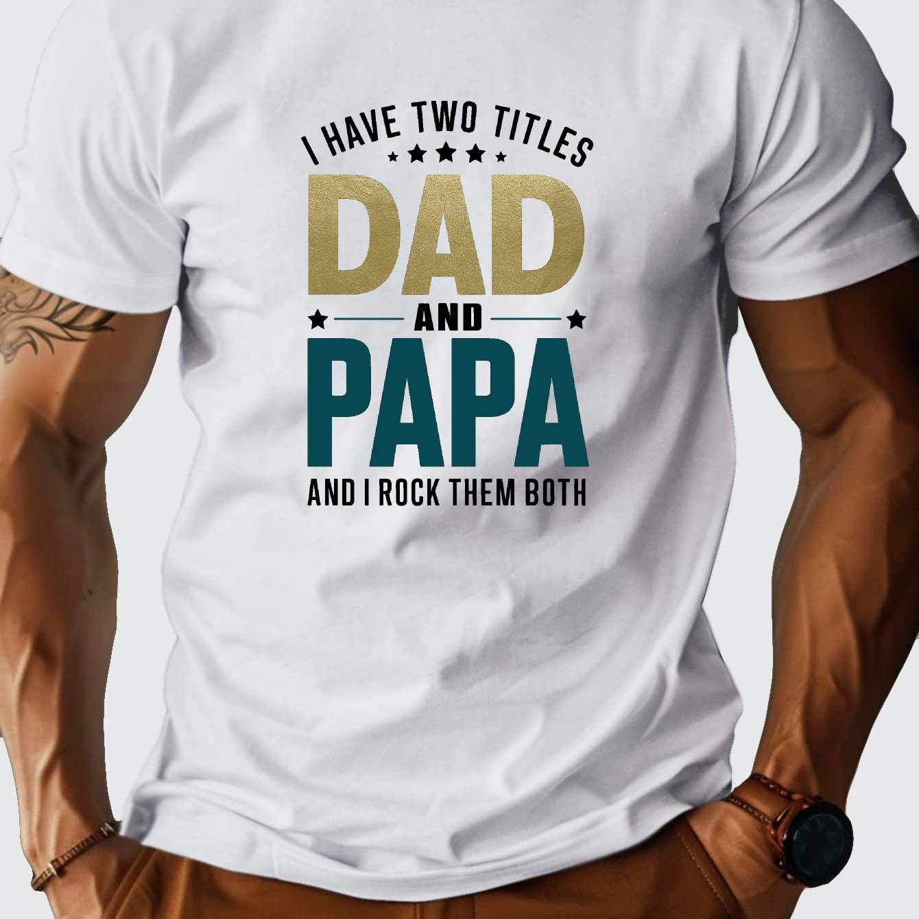 TEMU Papa Dad G500 Pure Cotton Men's Tshirt Comfort Fit