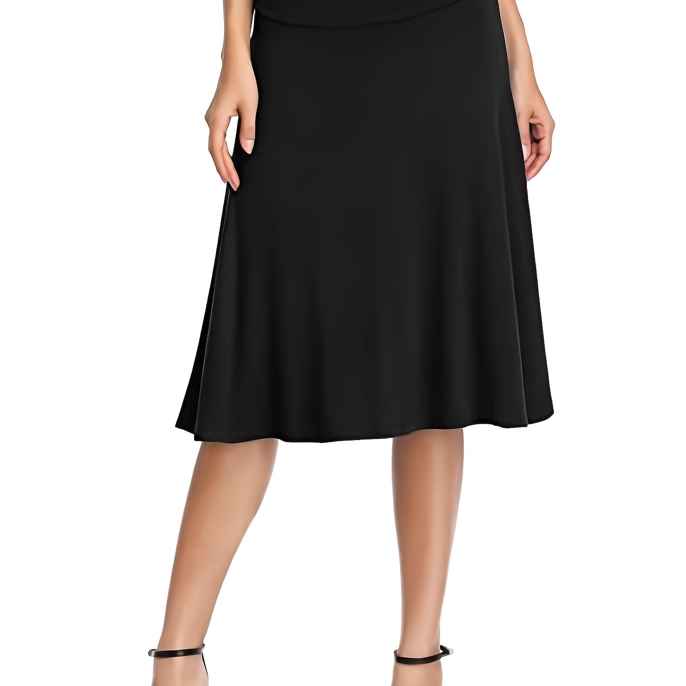 E-shop Damen Rüschen-Trompettenkleid mit elastischem Bund, hoch tailliertes, mittellanges -Rock
