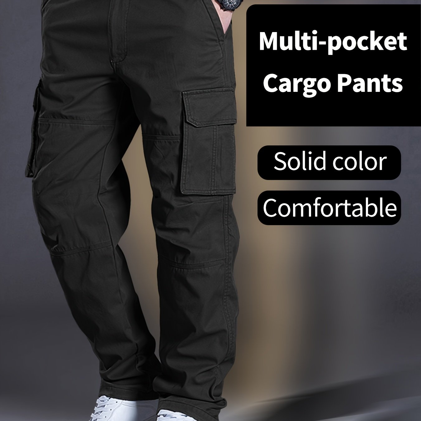 TEMU Men's New Style Cargo Pants With Three-dimensional Utility Pockets, Tactical Trousers For , Autumn/winter Straight-leg Work Pants, Suitable For