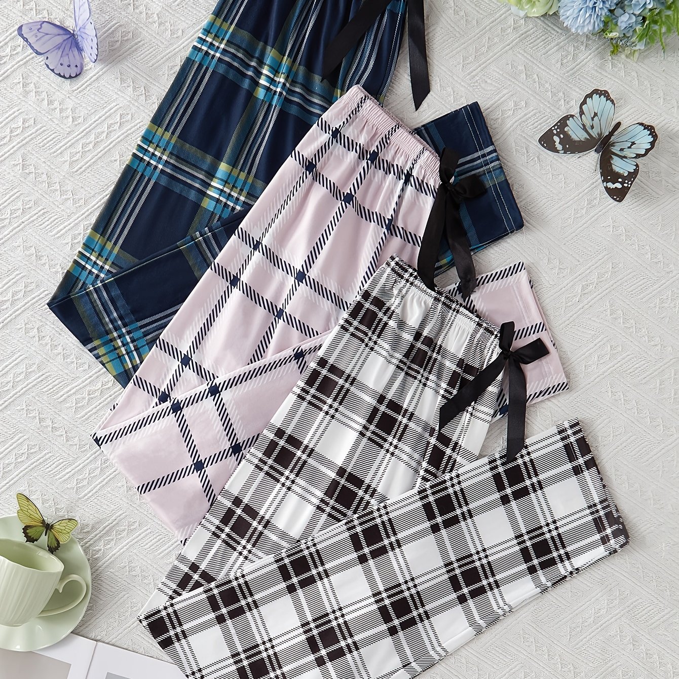 TEMU Classic Checkered Three-piece Set For Women, Perfect For Casual And