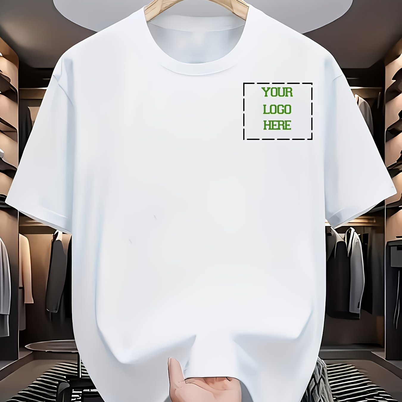 Image of Men's Custom Personalized T-shirt With Name & Text | Custom Logo/design, White Short Sleeve Round Neck Casual Shirt, Machine Washable, Suitable For Events, , Promotional Items