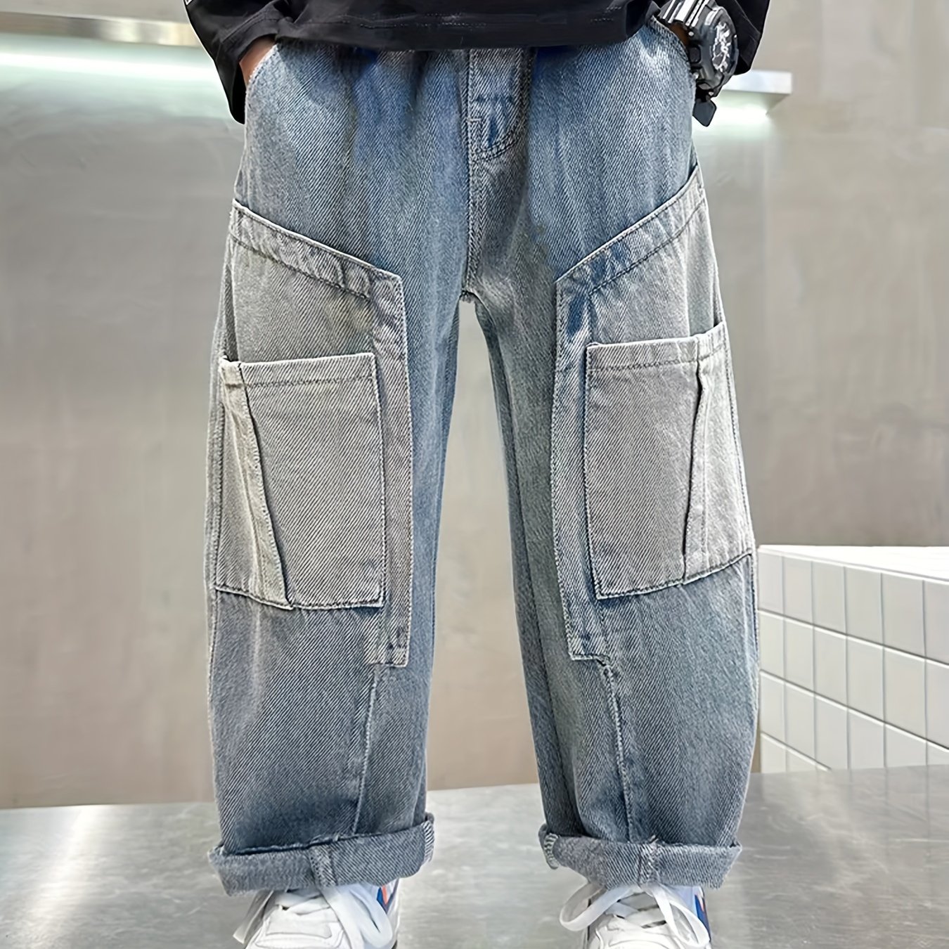 Image of Boys' Trousers Spring Autumn Style Jeans 2024 New Mid-big Kids Casual Straight Long Pants Early Spring Stylish