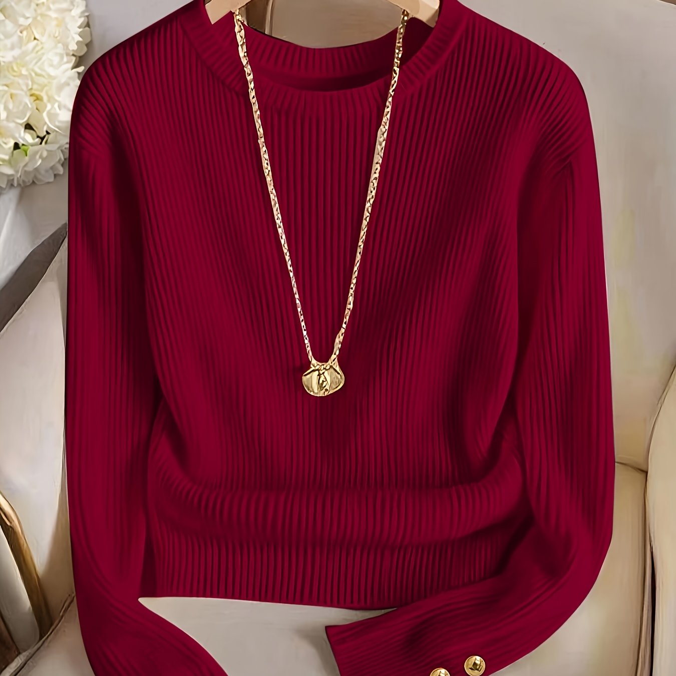 TEMU Camiseta de mujer elegante, minimalista y de moda con cuello