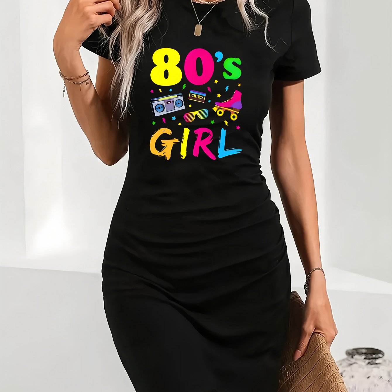 TEMU Women's /summer Short Sleeve Printed Dress