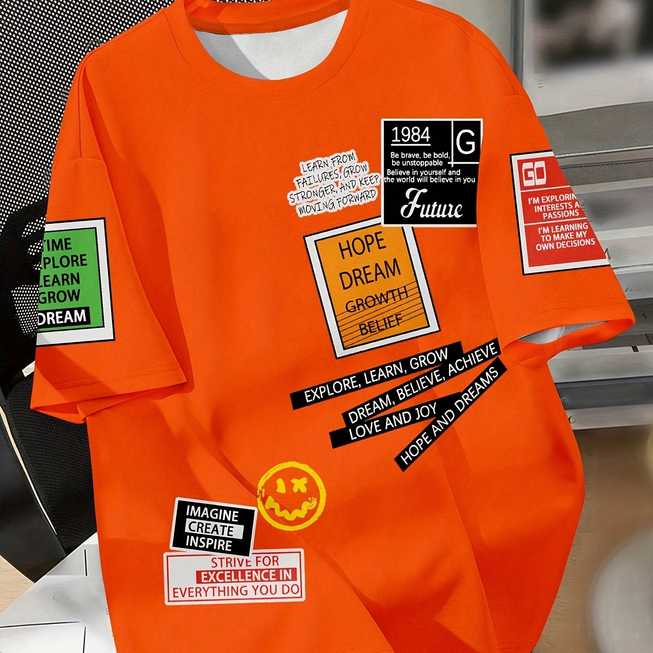 TEMU Men's Spring Summer Autumn Casual Comfortable Short Sleeve Crew Neck T-shirt, Suitable For Casual , Holidays, 100% Polyester, Machine Washable Not Dry . Jt6229