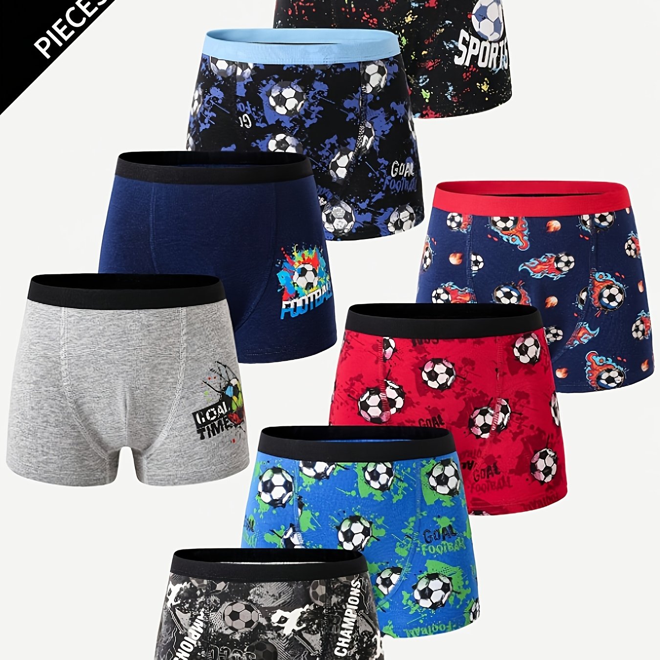 E-shop Top Guagua Zufällige 8er-Packung Jungen Jugend Strick Einzigartige Lustige Print Boxershorts, Bequemer Hautfreundlicher Stoff Geeignet für Alle