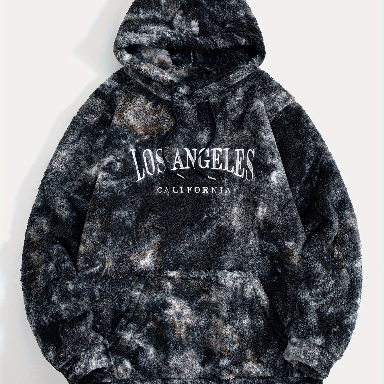 TEMU Sweat à capuche 1 pièce, style décontracté et sportif, à en peluche tie-dye avec broderie de lettres, vêtement de sport décontracté pour homme,
