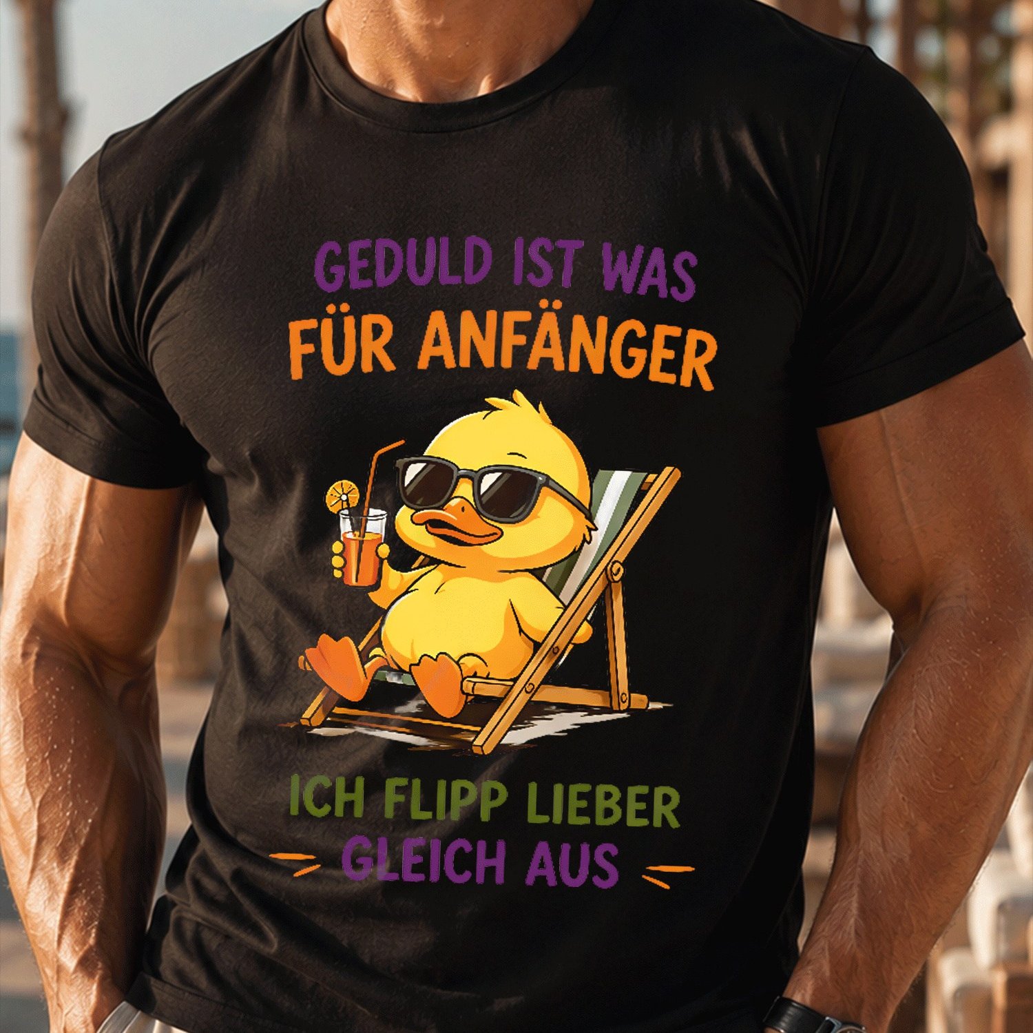 Image of Men' Funny German Duck T-shirt - " Is For Beginners I Flip Out Like Duck" Slogan, Lightweight Round Neck Casual Beach Shirt Suitable For Seaside Vacation, Casual Attire & German Humor Gifts