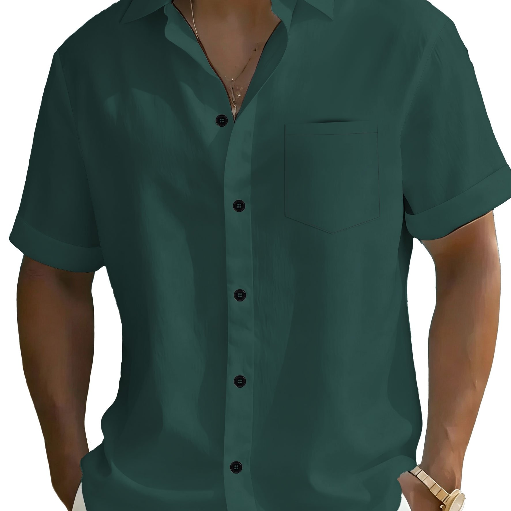 TEMU Camicia casual da a maniche corte con bottoni, abbigliamento per esterni, vacanze, , estate, con e texture lino, taglie forti