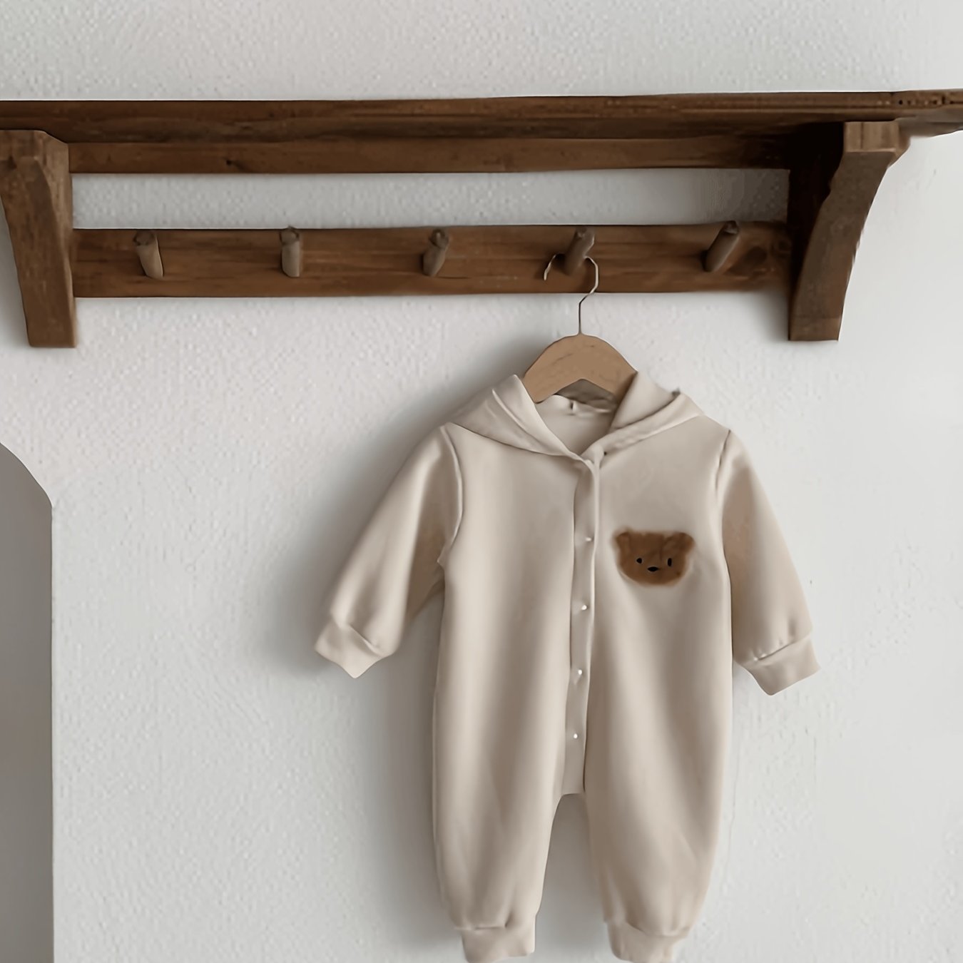 Winter Baby Cute Bear Fleece Jumpsuit, For Outdoor