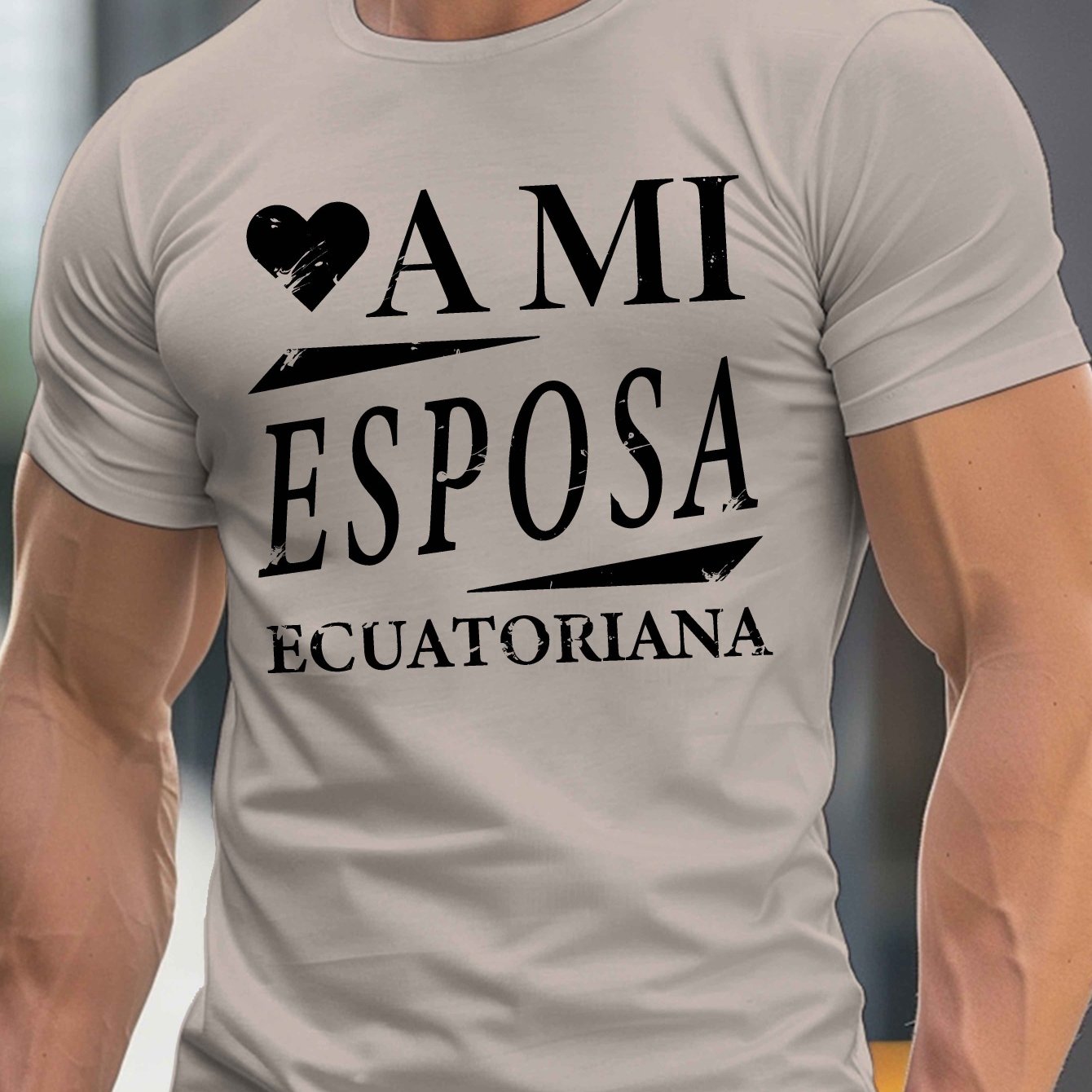 TEMU Amo A Mi Ecuatoriana Print, Men's Round Crew Neck Short Sleeve Tee, Casual T-shirtcasual Comfy Lightweight Top For Summer