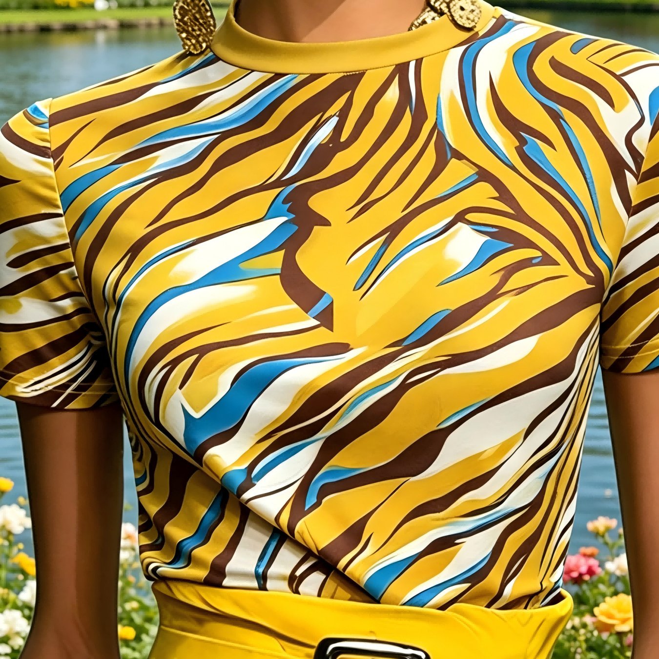 TEMU Summer New Arrival, 1pc Women's Round Neck Printed T-shirt, Casual Versatile Comfortable Short Sleeve, For Multi-scene Use, Skin-friendly