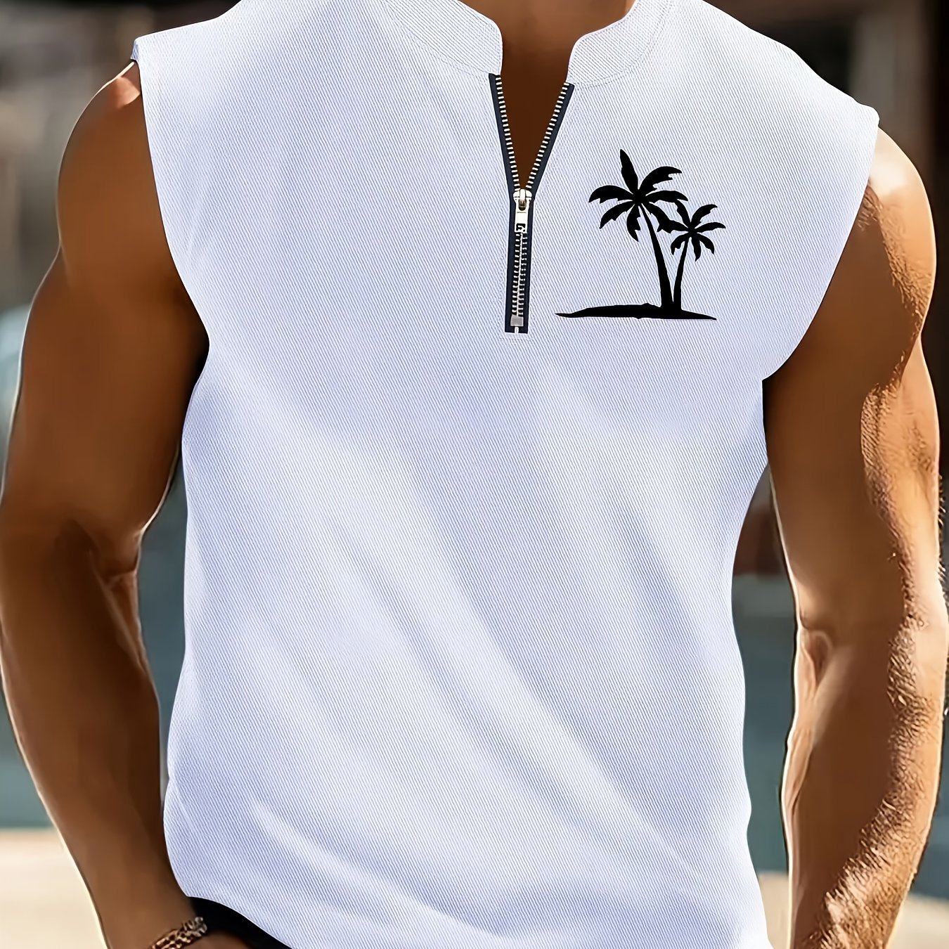 TEMU Spring Summer Men's Casual Athletic Sleeveless Henley T-shirt, Outdoor Fitness Running Shirt, Easy Fashionable, Breathable And Soft, Refreshing
