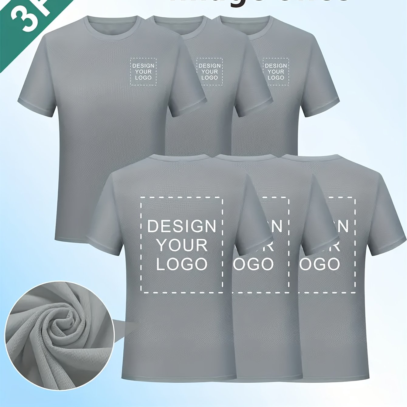 TEMU 3pcs Custom Men's Sports T-shirt Set, Featuring Printed Patterns Of Life Photos And Company Logos. Crew-neck, Quick-dry Short-sleeve Tops,