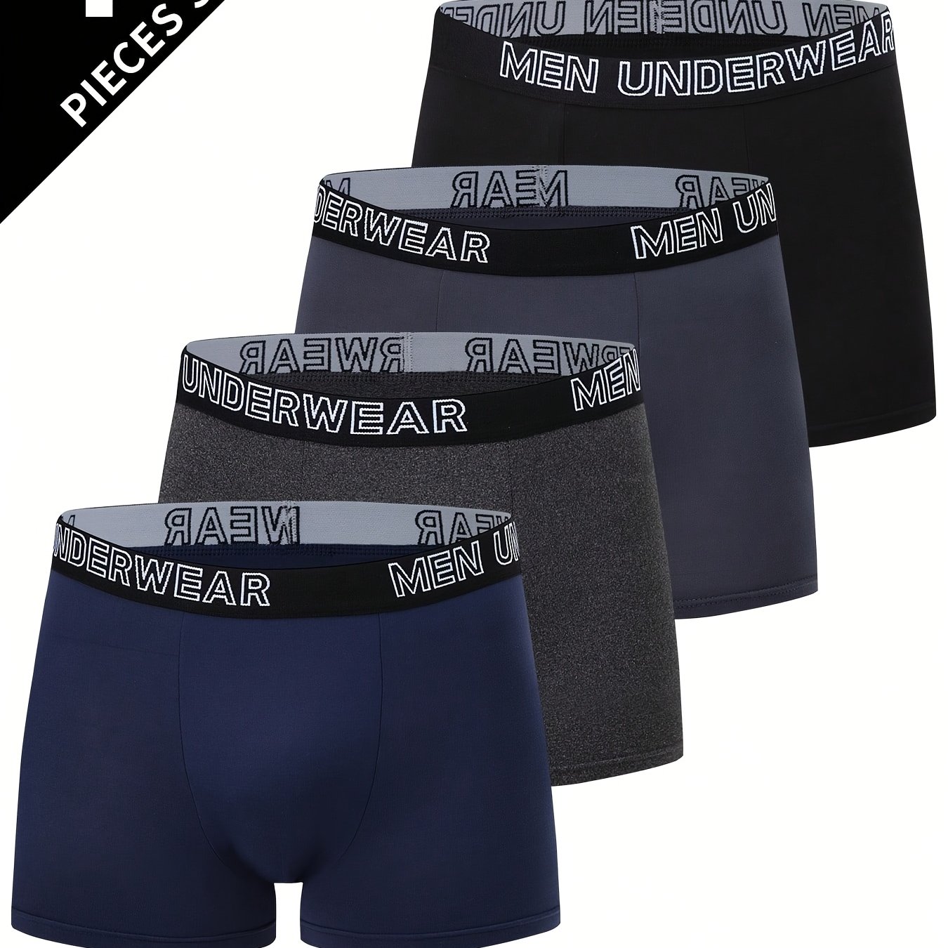 TEMU 4-pc Of Teen Underwear, Spring/summer ' Teen Boxer Briefs, Letter Teenager, Letter Print, Fashionable Elastic Waistband, Solid Color Plus Size