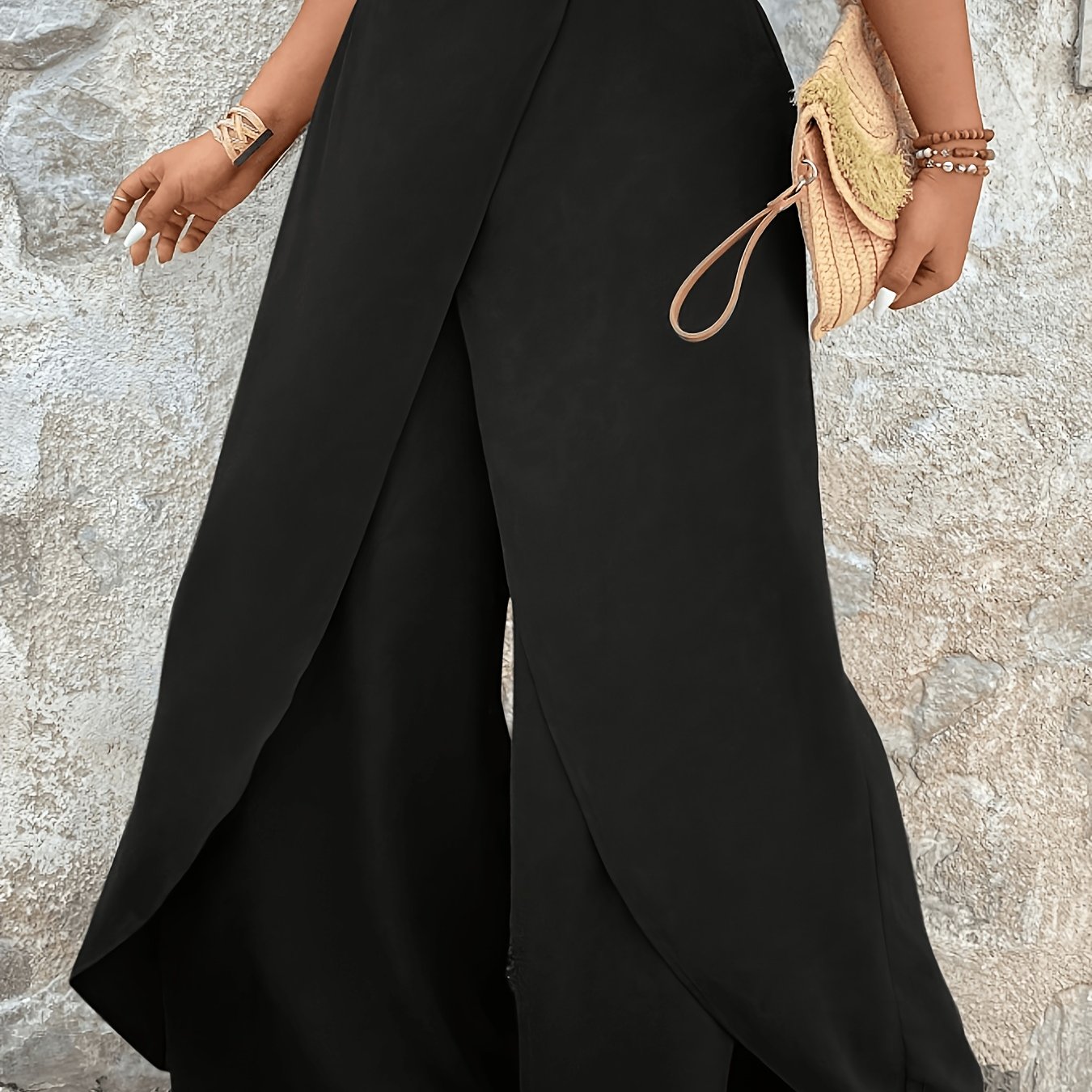 TEMU Plus Size Solid Basic Casual Trousers Suitable For Business Casual Teacher Wear