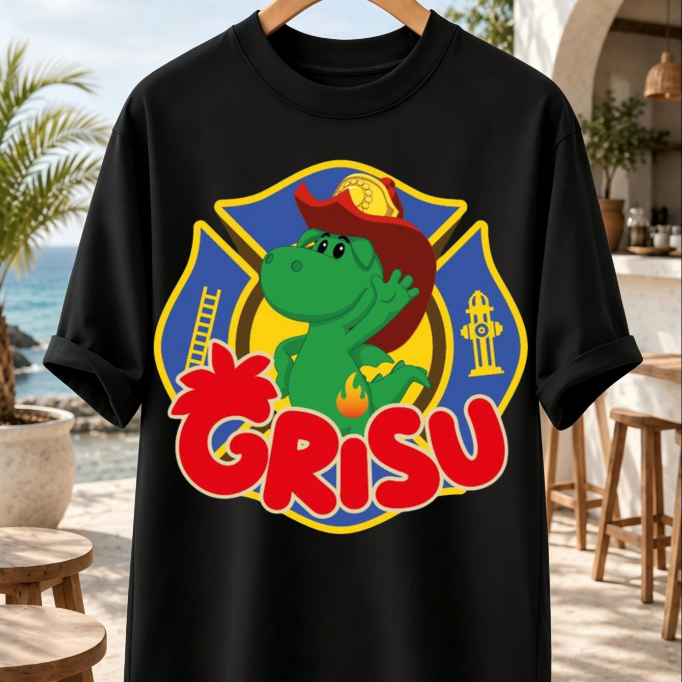 Image of Firefighter Dragon T-shirt With Red And For Fire Fans Unisex T-shirt