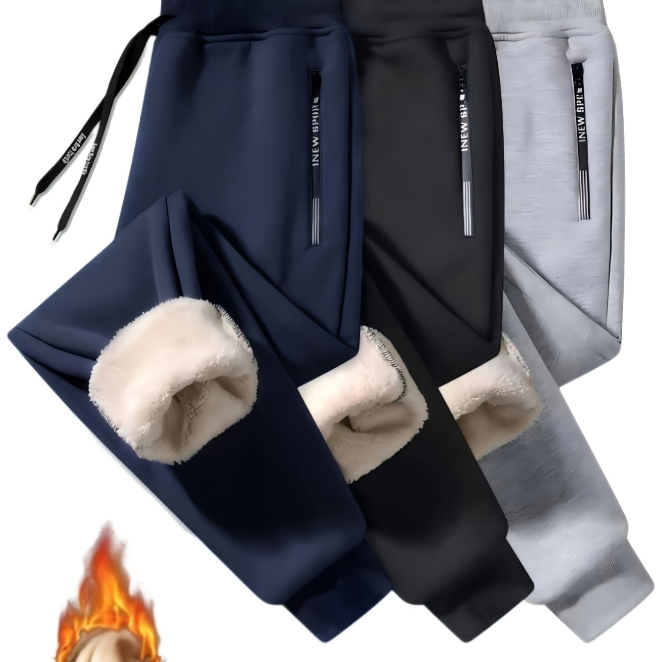 Gengyuan's Includes A Set Of 3 Men's Casual Sports Pants, Featuring Drawstrings And Zippered Pockets, Perfect For Jogging - Machine Washable And Suitable For Outdoor Activities, Knit