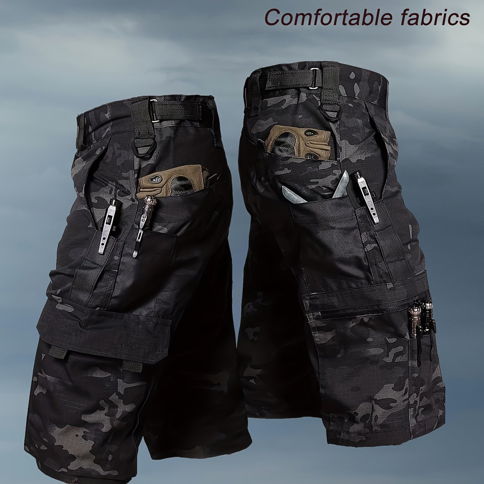 Men's Outdoor Shorts, Durable Tear-resistant Shorts, Multi-pocket Cargo Shorts, Running Training Hiking And Outdoor Riding Fishing Daily And Casual Camping Outdoor Sports