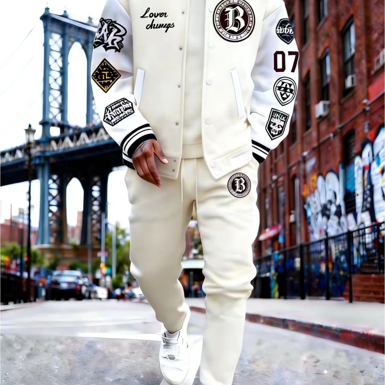 TEMU Two-piece Set. This Stylish Men'-piece Tracksuit Includes A Jacket And A Pair Of Sweatpants, Perfect For Outdoor Activities And A Great Holiday